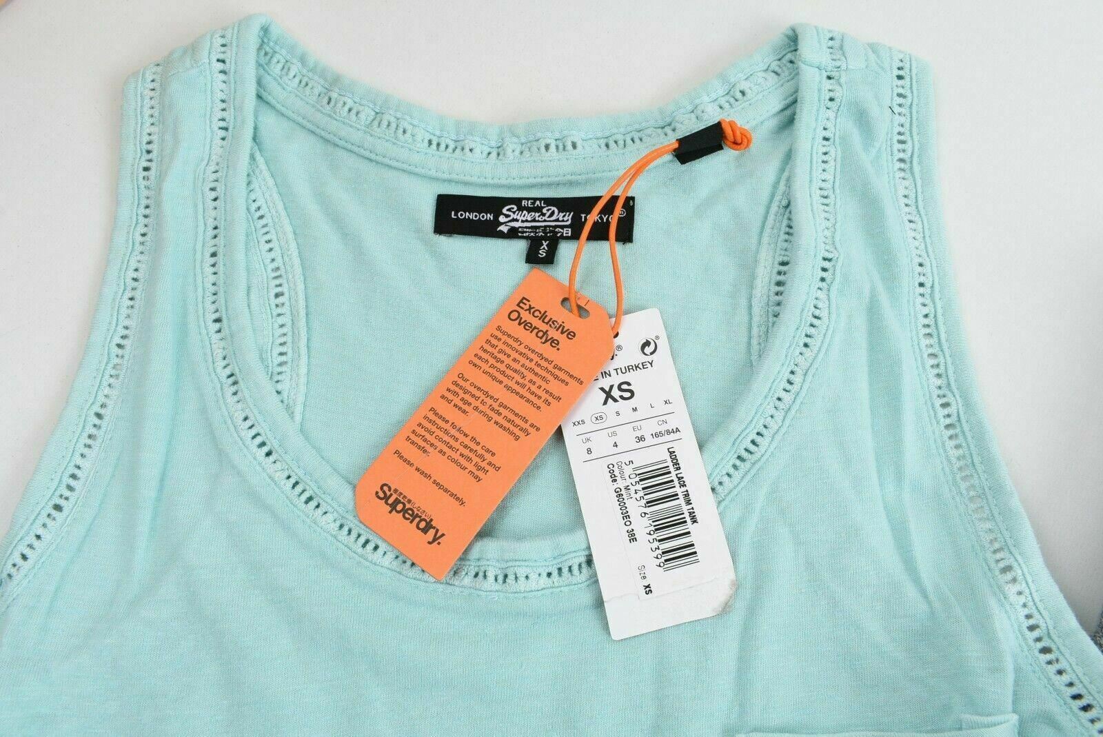 JOB LOT 40 x SUPERDRY Womens LADDER LACE TRIM Tank Top Mint Green size XS / UK 8