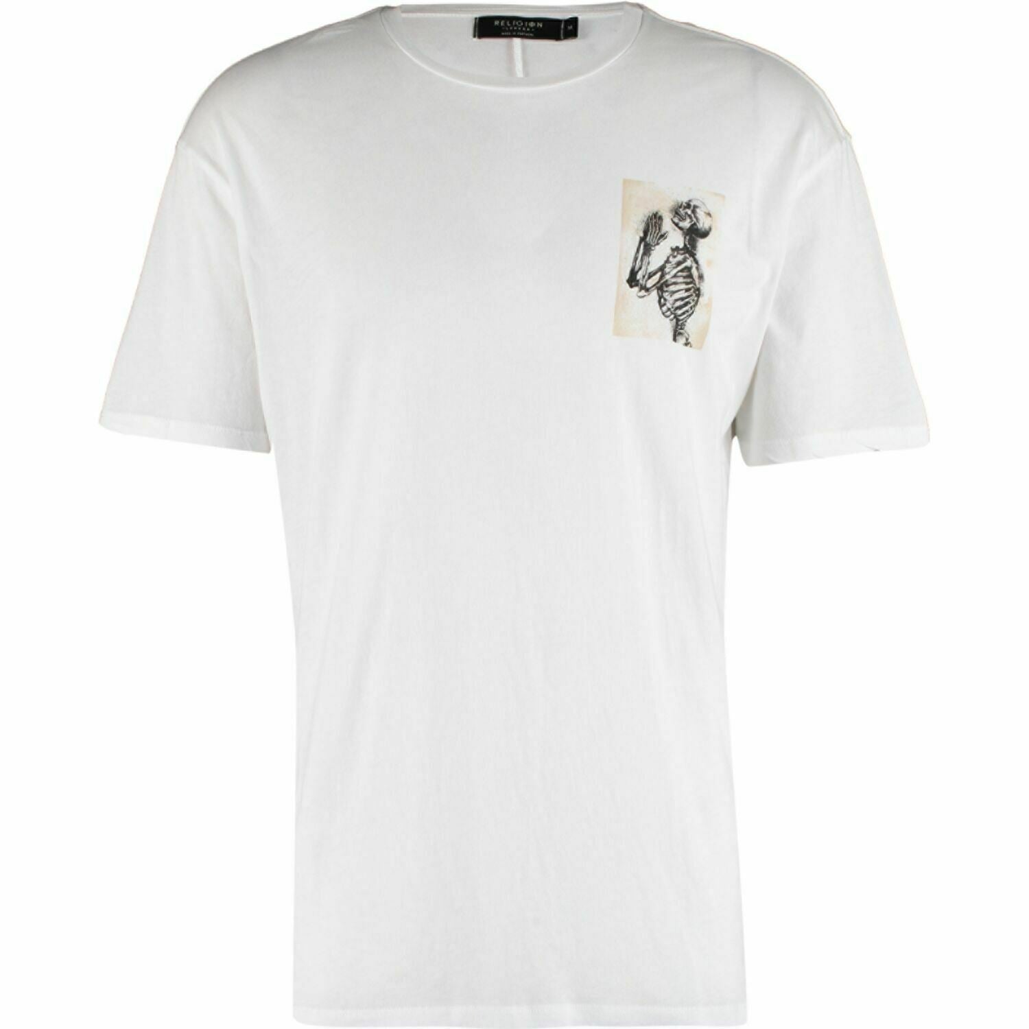 RELIGION Men's White & Chest Logo T-Shirt Top, size M