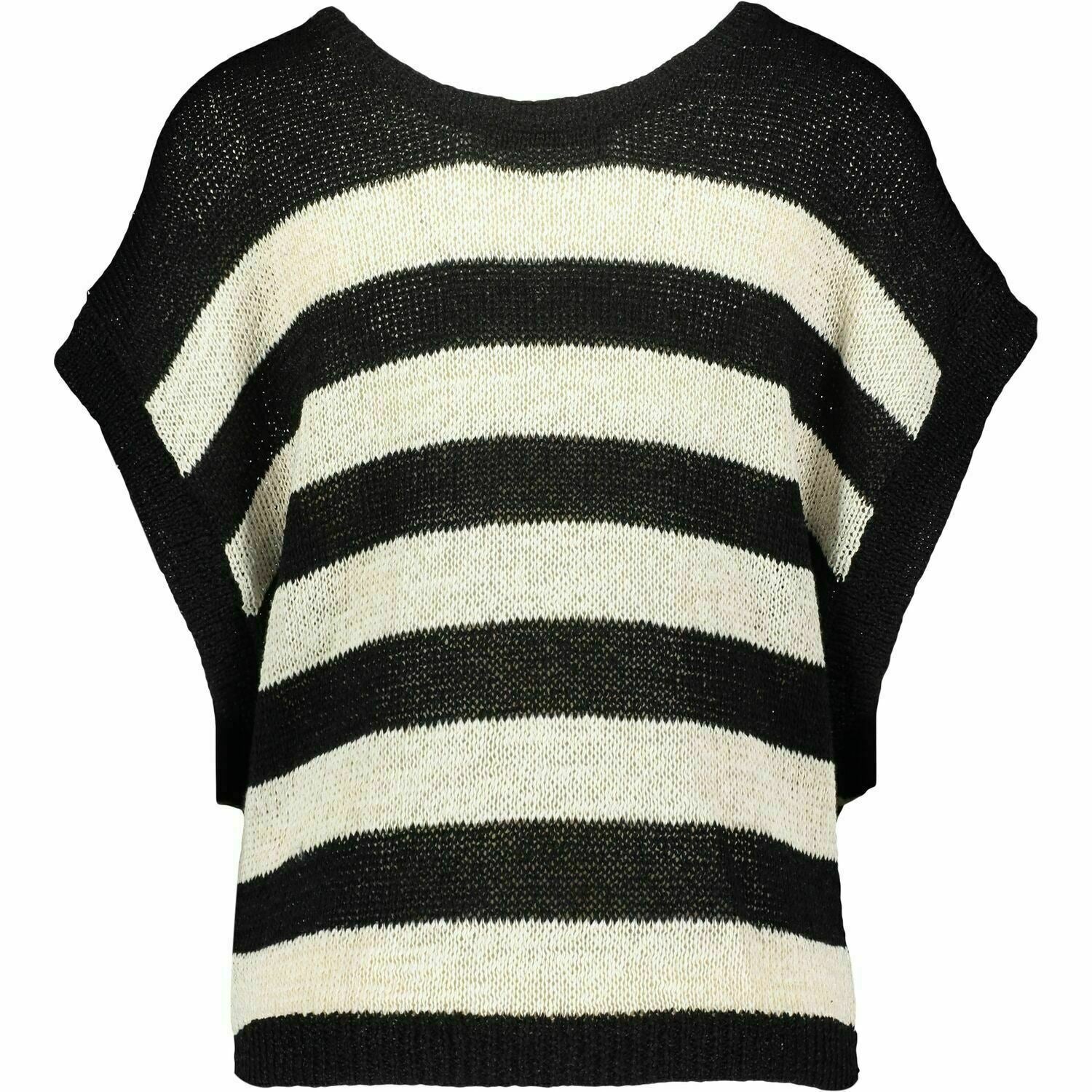 ALLSAINTS Womens CAROVA Knitted Striped T Shirt Jumper Black size XS
