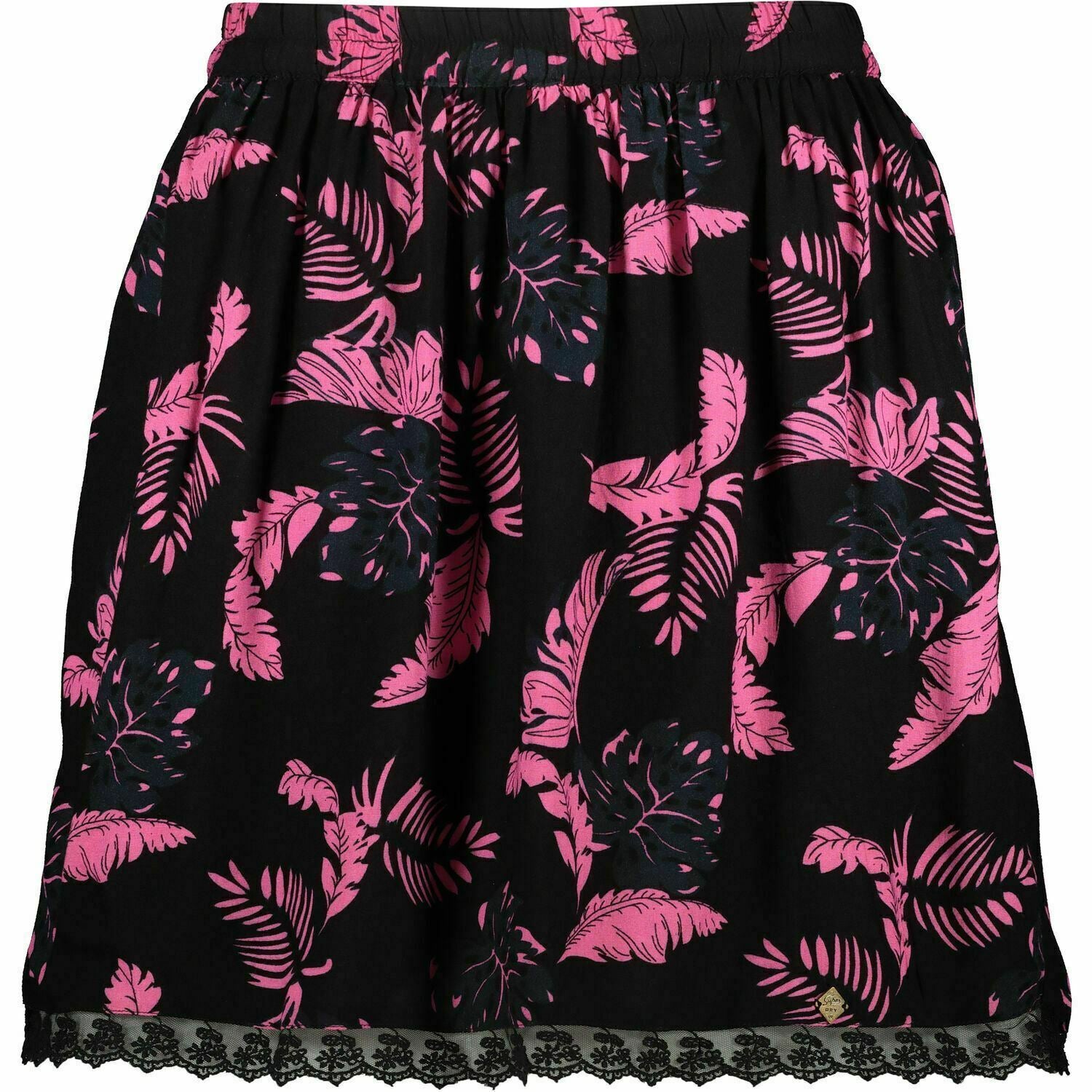 SUPERDRY Women's SERENA DITSY Skirt Black/Pink Palm Leaf Print size XS size UK 8