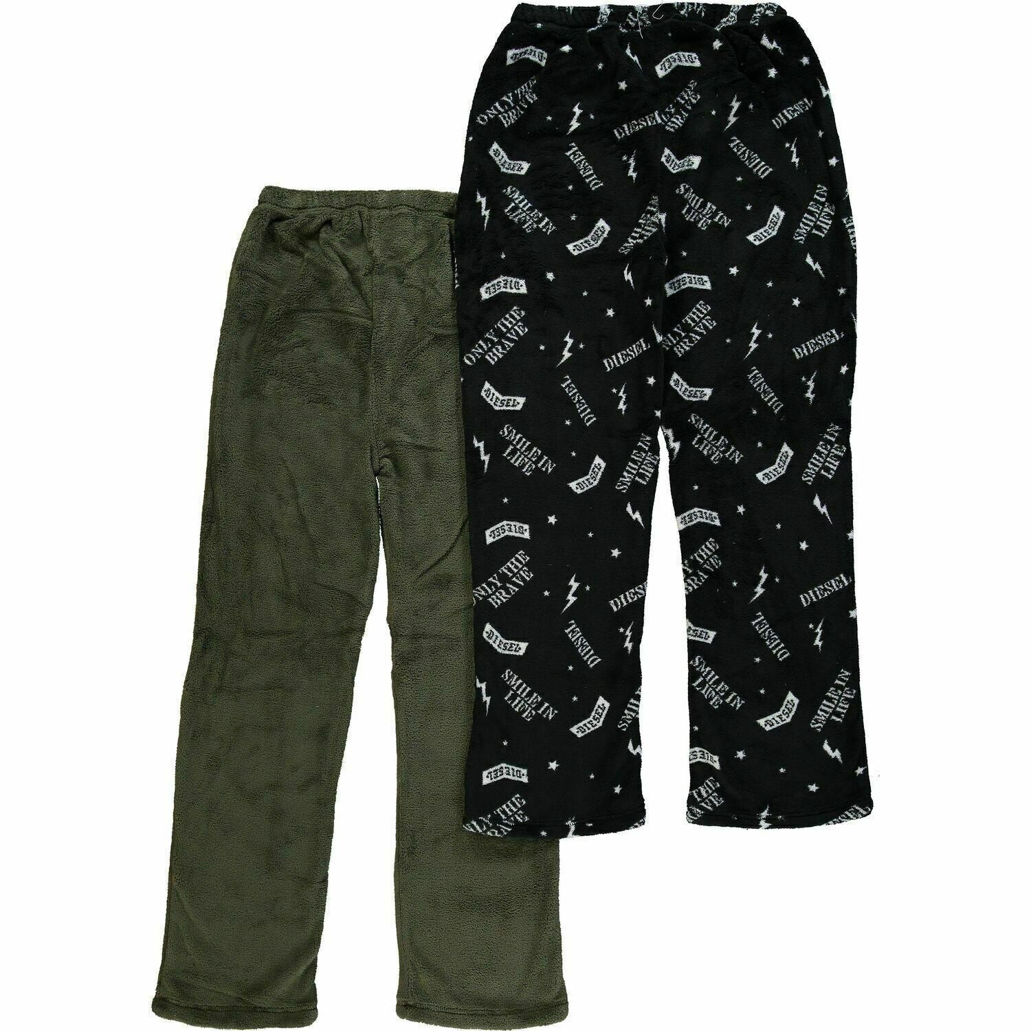 DIESEL 2pk Boys Fleece Lounge Pyjama Joggers Lounge Black & Green, 8 years