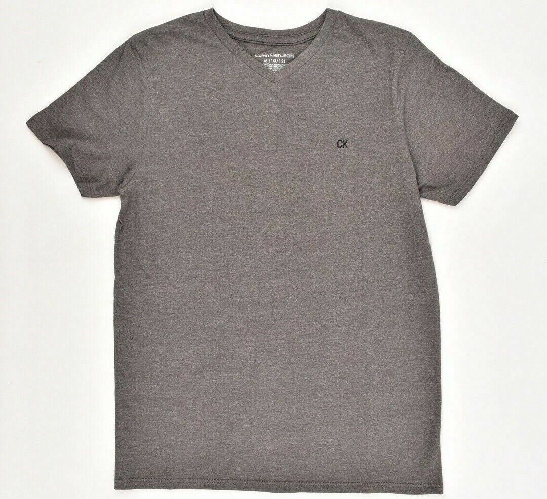 CALVIN KLEIN Boys' Classic V-neck T-shirt, Charcoal Grey, 5 y /10 y /12 y /14 y