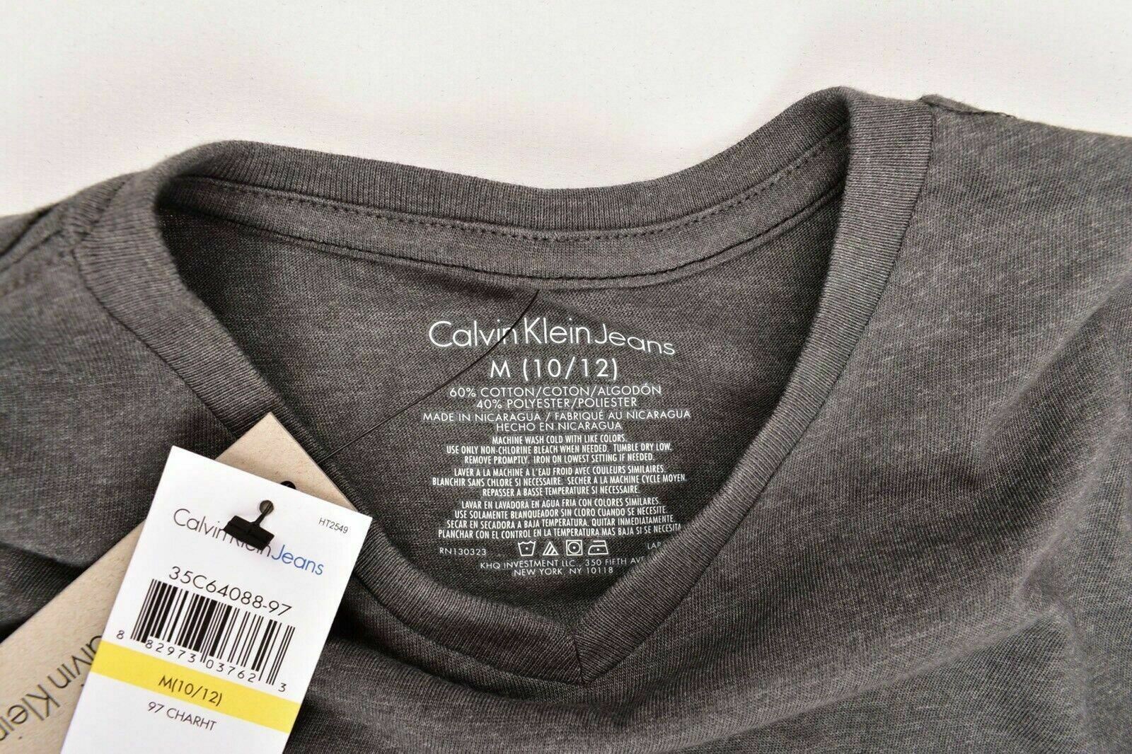 CALVIN KLEIN Boys' Classic V-neck T-shirt, Charcoal Grey, 5 y /10 y /12 y /14 y