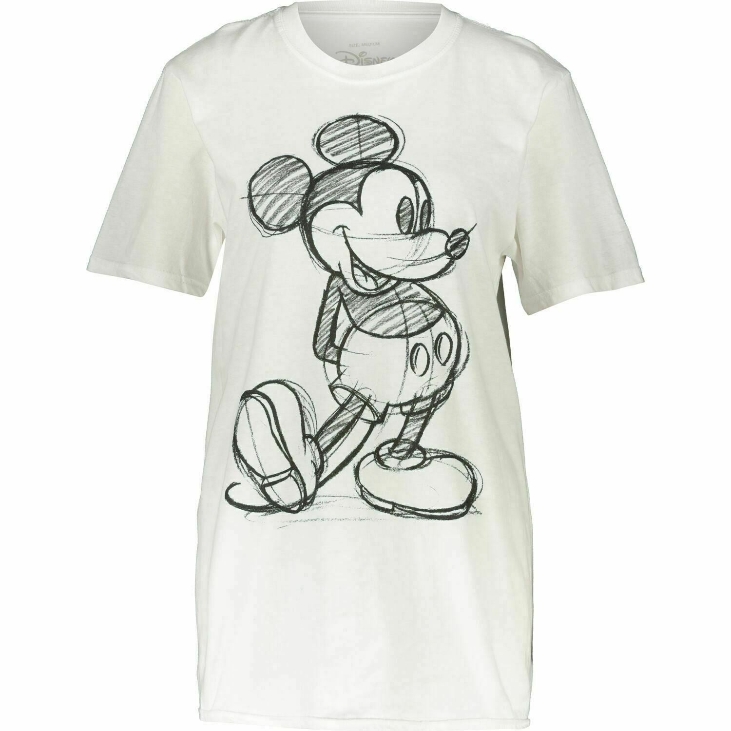 DISNEY Women's White Mickey Sketch Pyjama Shirt Nightshirt Loungewear size XL