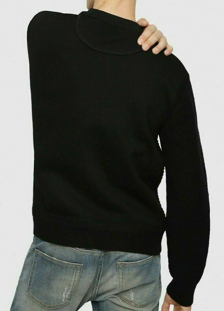 DIESEL Men's K-RUSHIS Textured Pullover Jumper with Eyelets, Black, size L