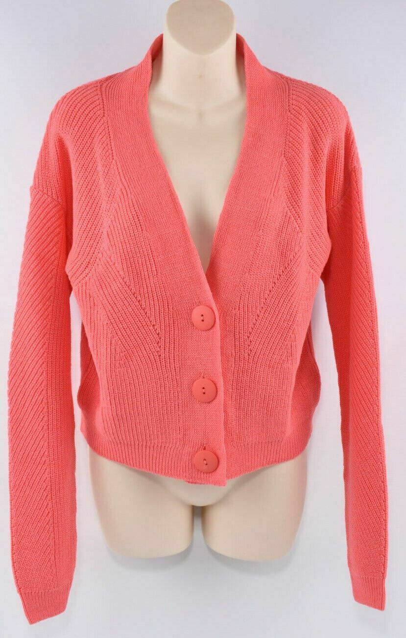 NEXT Women's Cropped Rib Knit Cardigan, Coral, size XS or size S