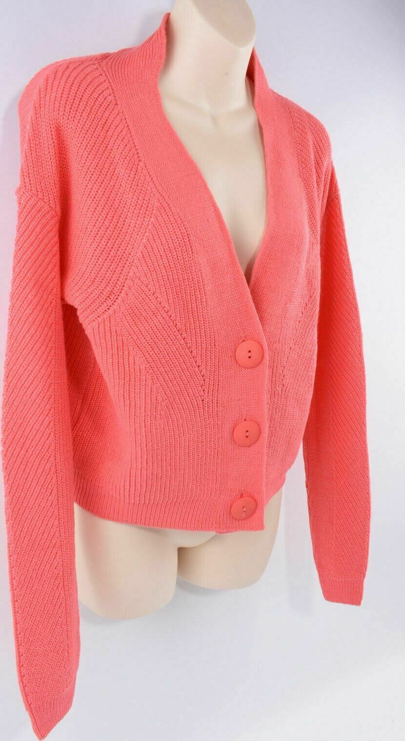 NEXT Women's Cropped Rib Knit Cardigan, Coral, size XS or size S