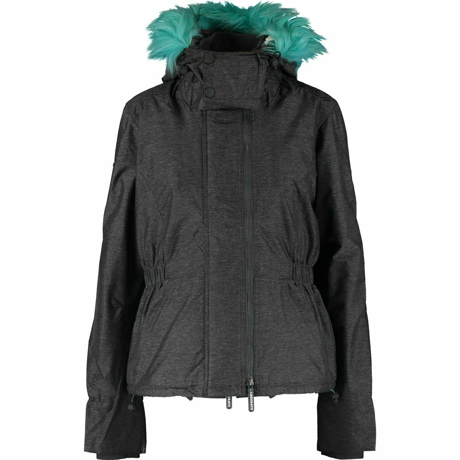 SUPERDRY Women's Hooded Winter Windattacker Jacket, Grey/Turquoise, UK 10