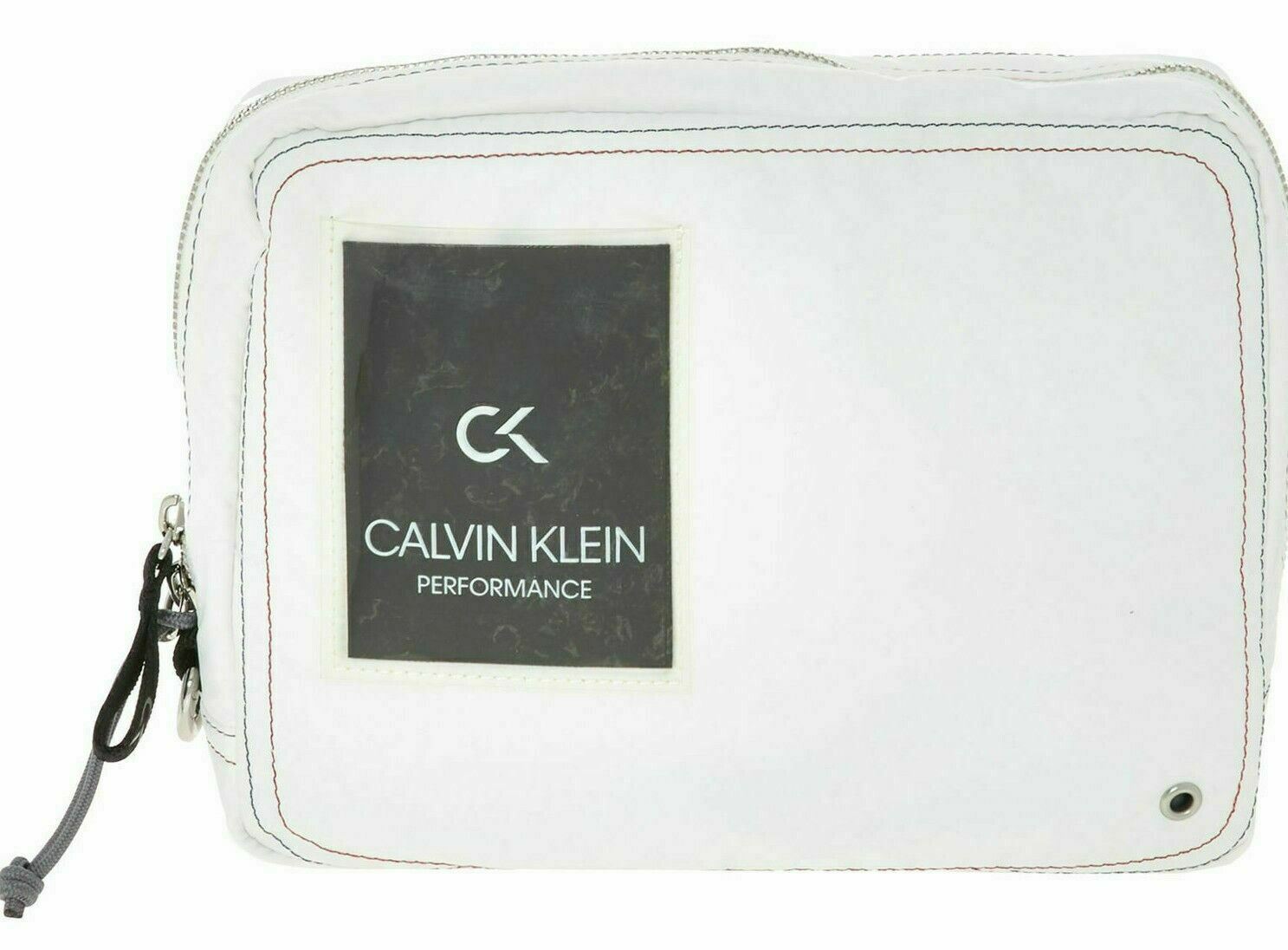 CALVIN KLEIN Performance: Men's Women's White Nylon Zipped Washbag, Toiletry Bag