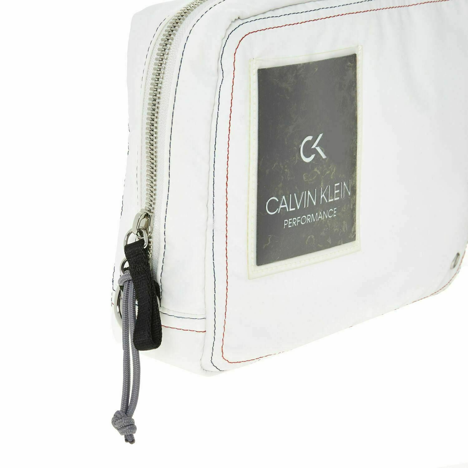 CALVIN KLEIN Performance: Men's Women's White Nylon Zipped Washbag, Toiletry Bag