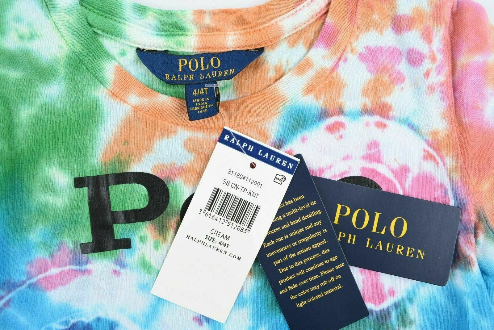 POLO RALPH LAUREN Girls' Multicolour Tie Dye T-Shirt, size 4 years