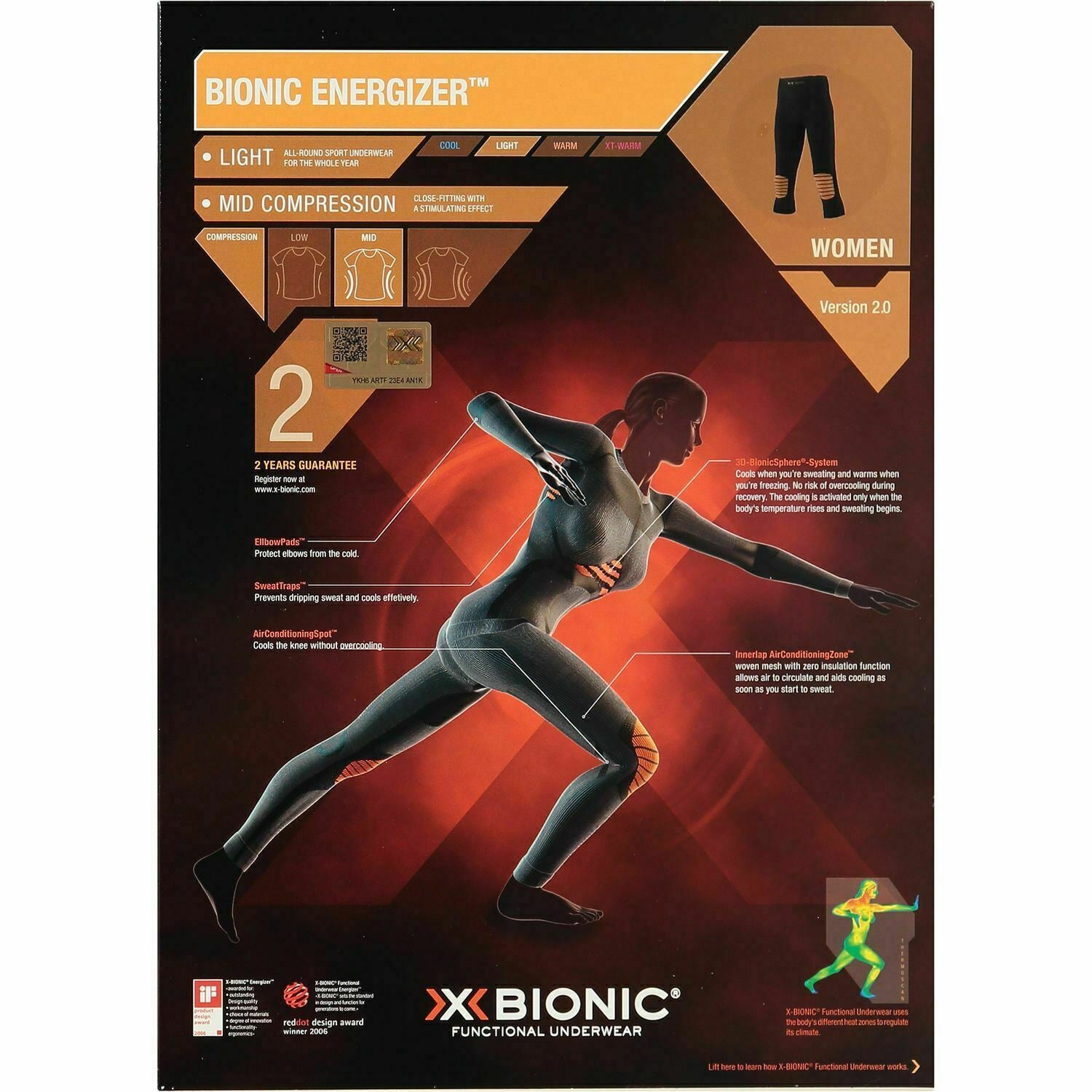 X BIONIC ENERGIZER Women's  Black & Orange Compression Joggers - XS