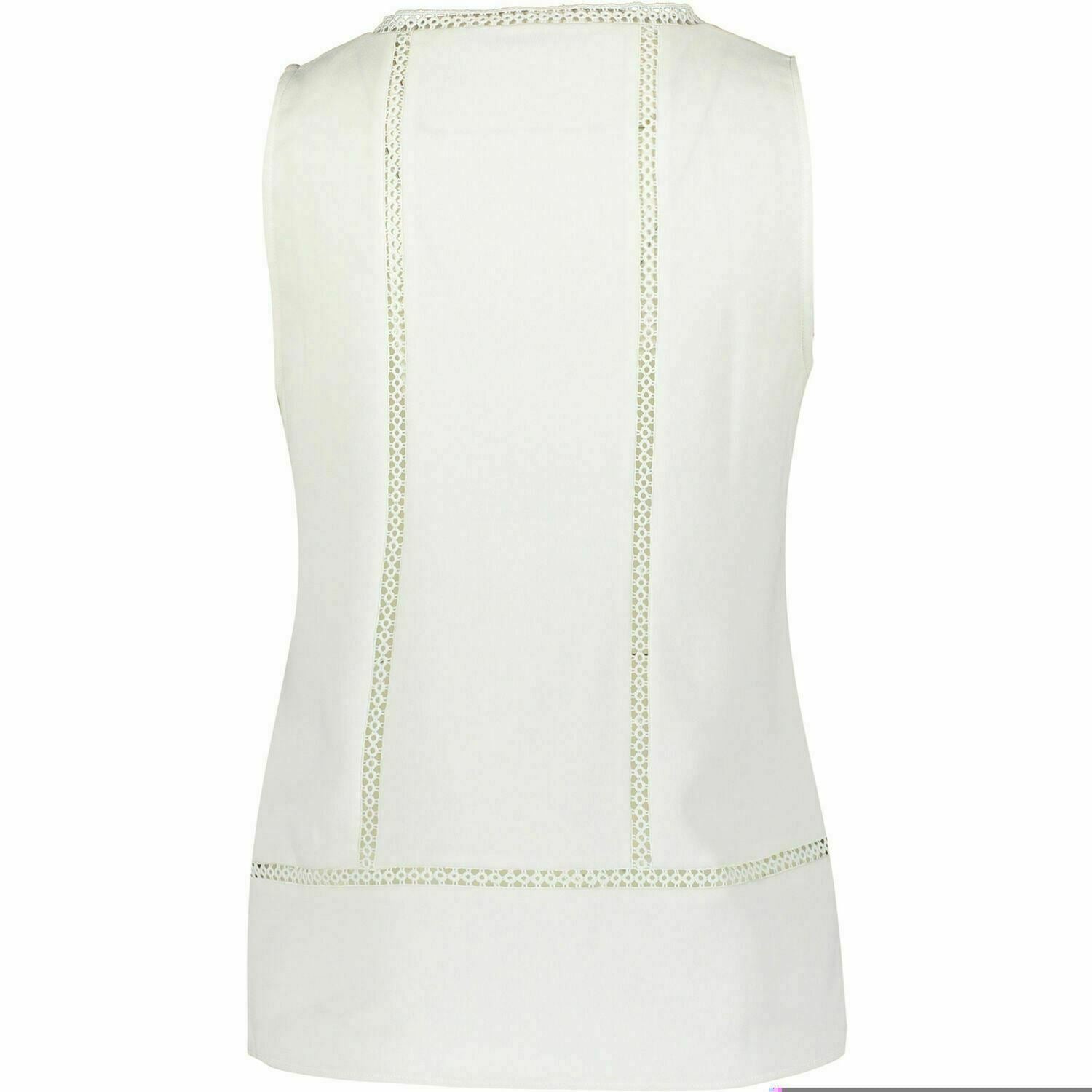 ALLSAINTS Women's CRACE Lace Trim Sleeveless Top, Chalk White, size LARGE