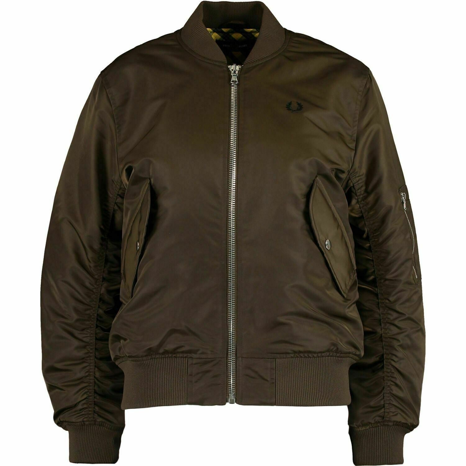 FRED PERRY Women's Bomber Jacket, Dark Olive Green, size UK 12