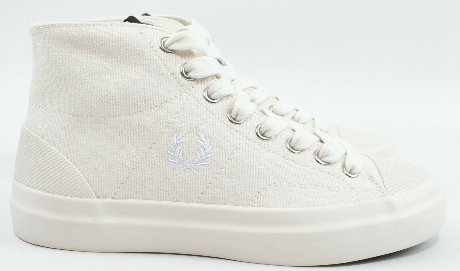 FRED PERRY Women's Off-White Mid Top Canvas Sneakers Trainers, UK 4