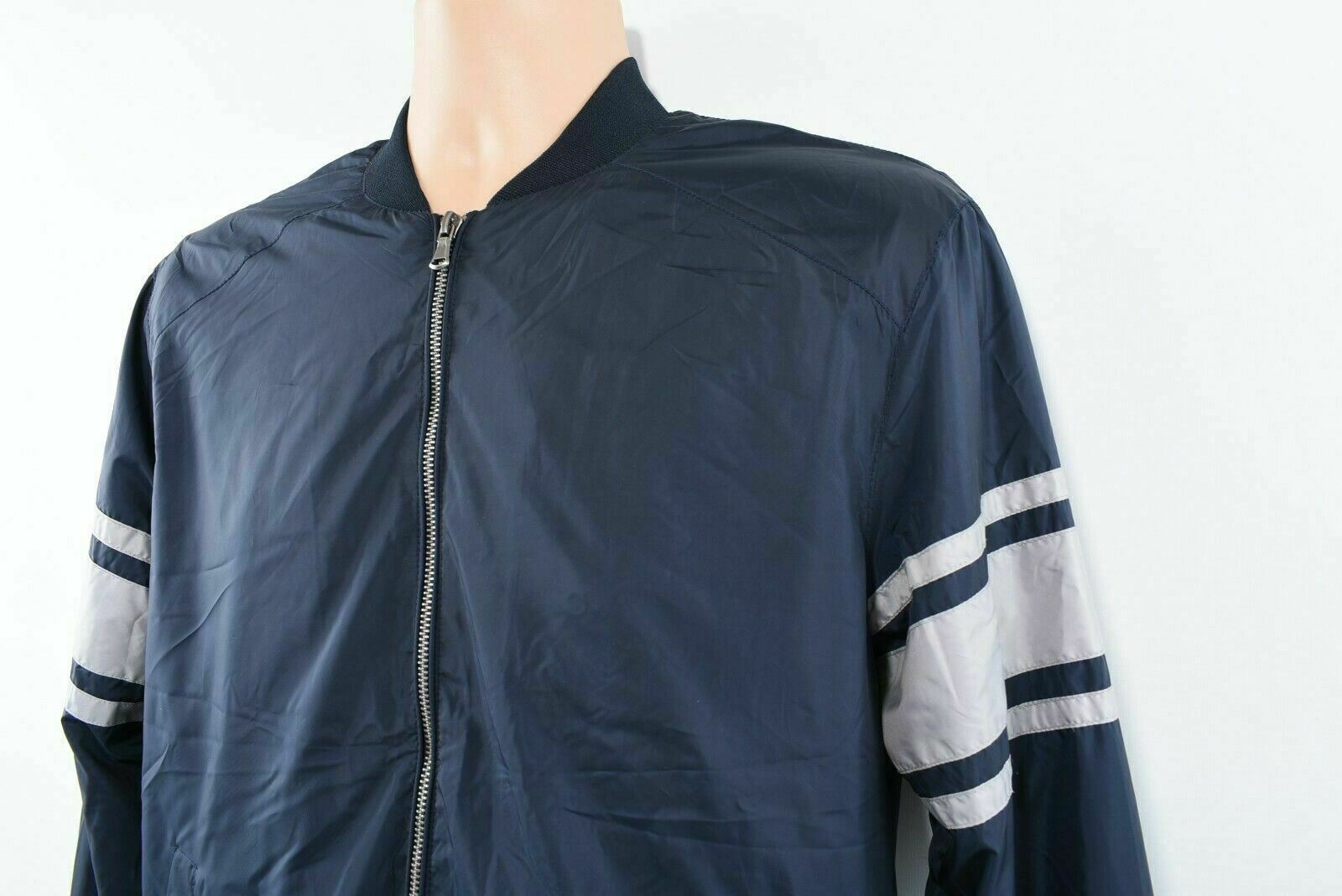 FREDERIK ANDERSON COPENHAGEN Men's Nylon Bomber Jacket, Blue, size S