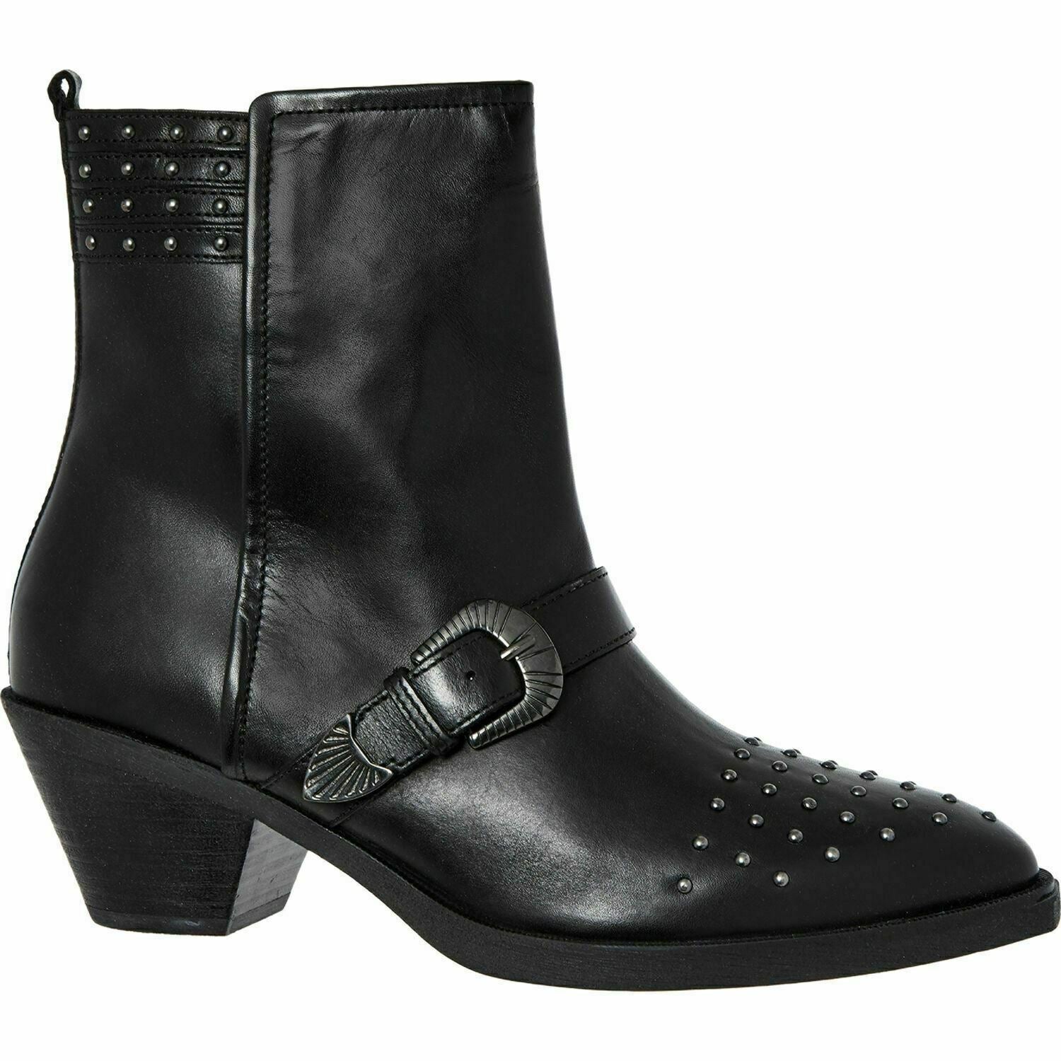 GEOX Women's LOVAI Western Style Leather Ankle Boots, Black, UK 3.5 / EU 36.5