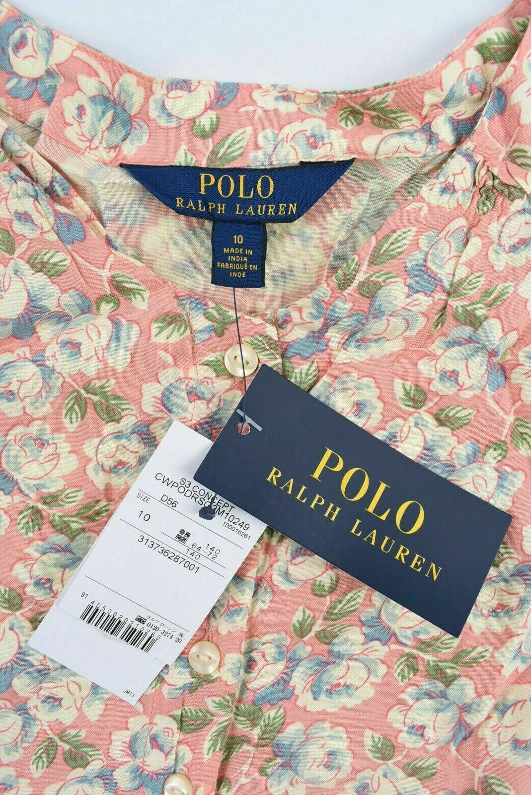 POLO RALPH LAUREN Girls' Rose Pink & Floral Day Dress, size 10 years