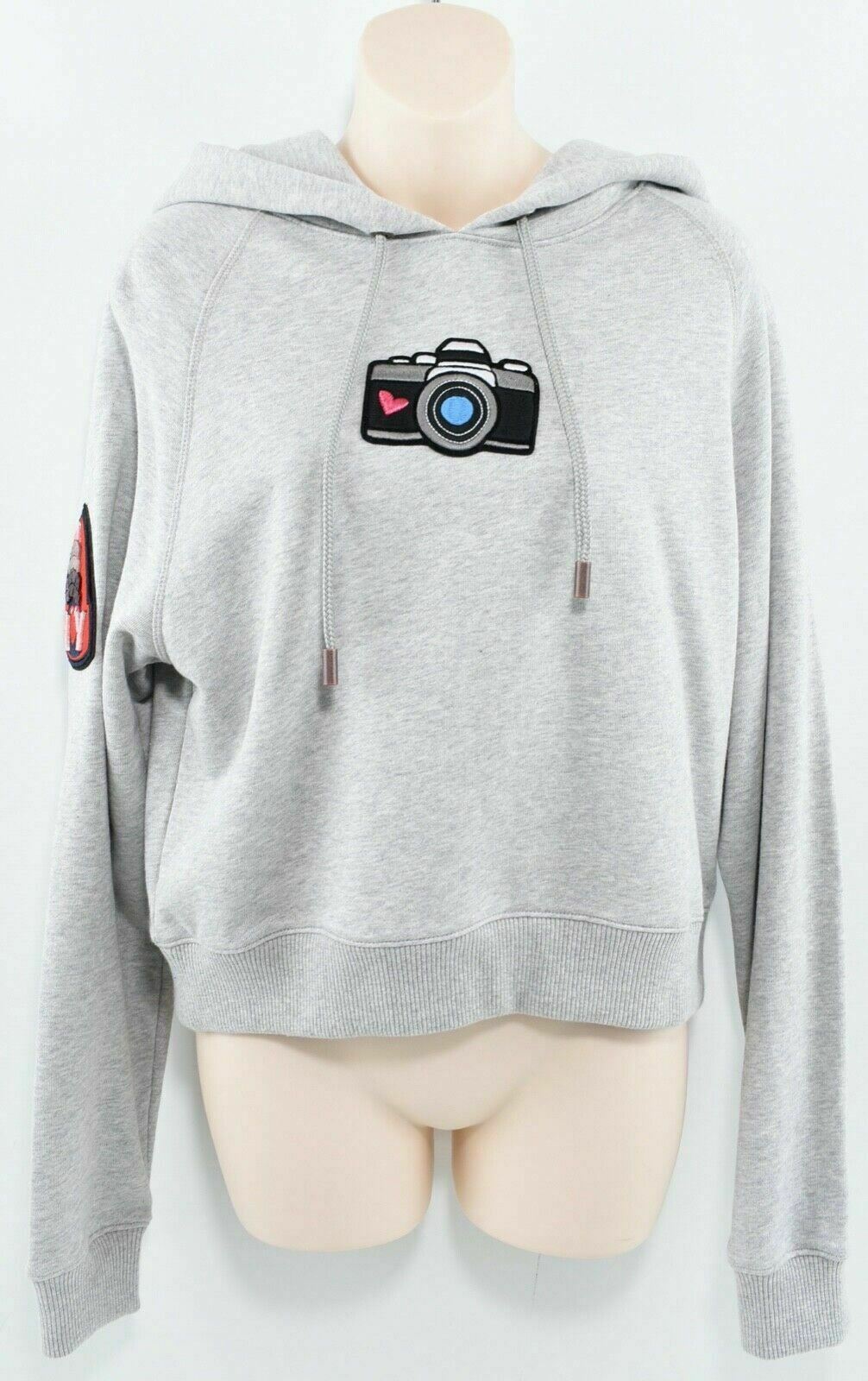 TOMMY HILFIGER x GIGI HADID Women's Cropped Hoodie, Grey/with Appliques, size XL