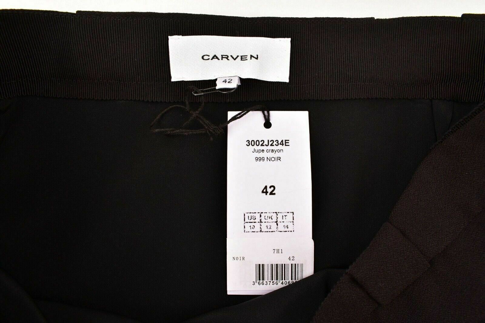 CARVEN Womens Black Skirt with Floral Applique, size UK 6