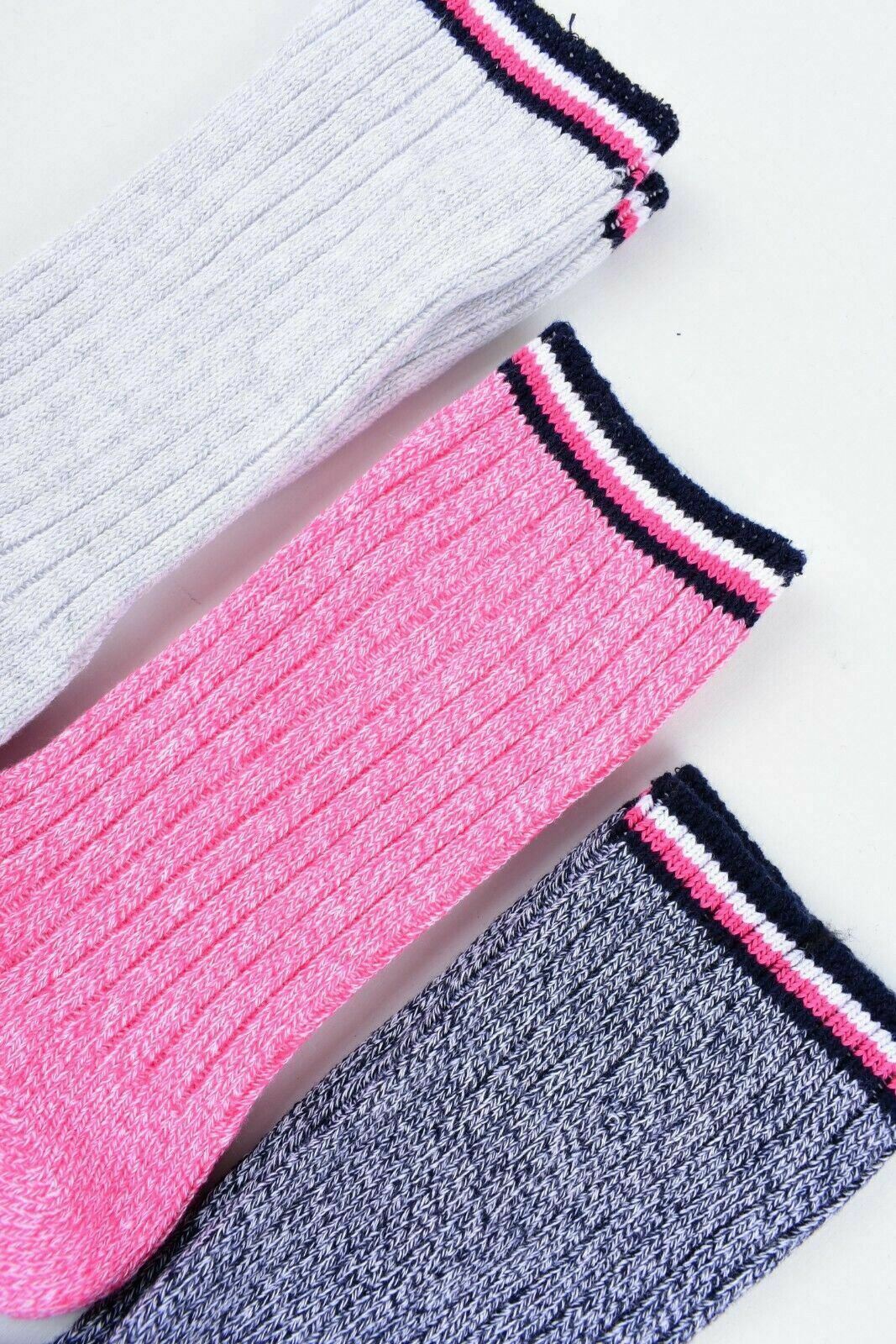 TOMMY HILFIGER 3-pack Girls' Camper Socks, Grey/Pink/Charcoal, size 7-10 years