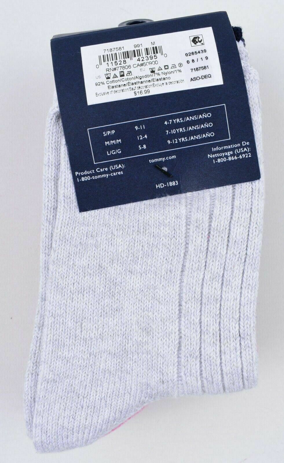 TOMMY HILFIGER 3-pack Girls' Camper Socks, Grey/Pink/Charcoal, size 7-10 years