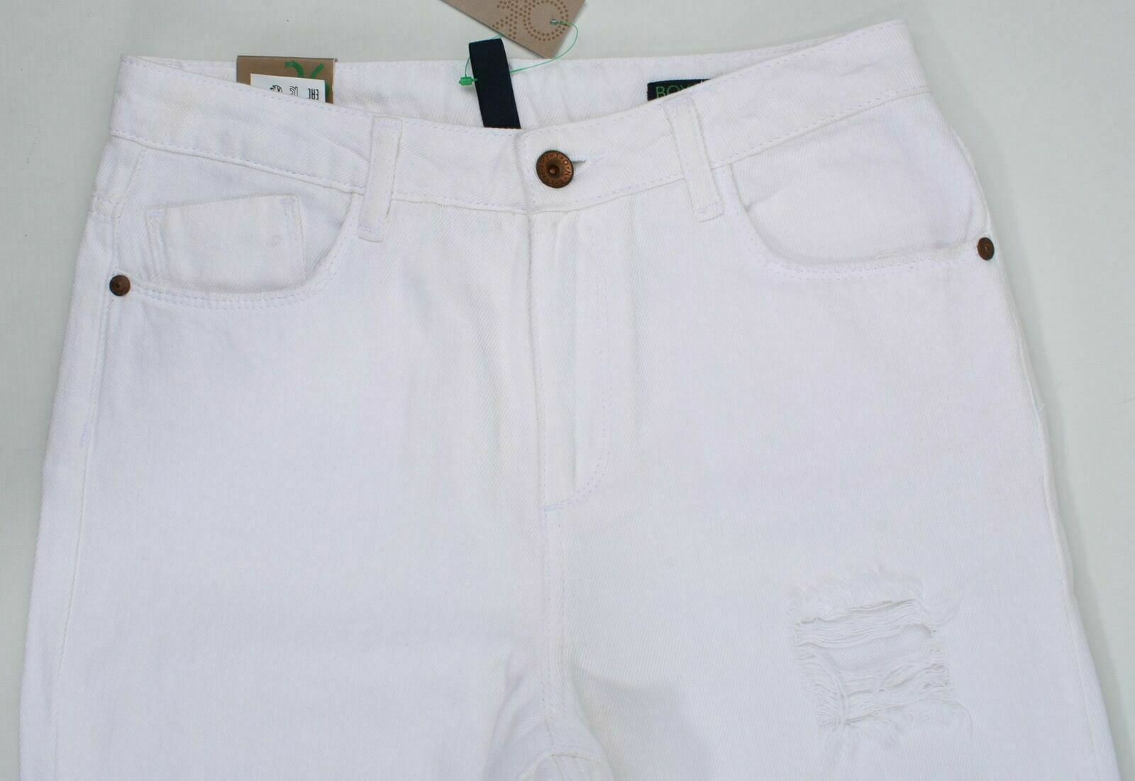 BENETTON JEANS Women's Boyfriend Cut Distressed look White Jeans- W26