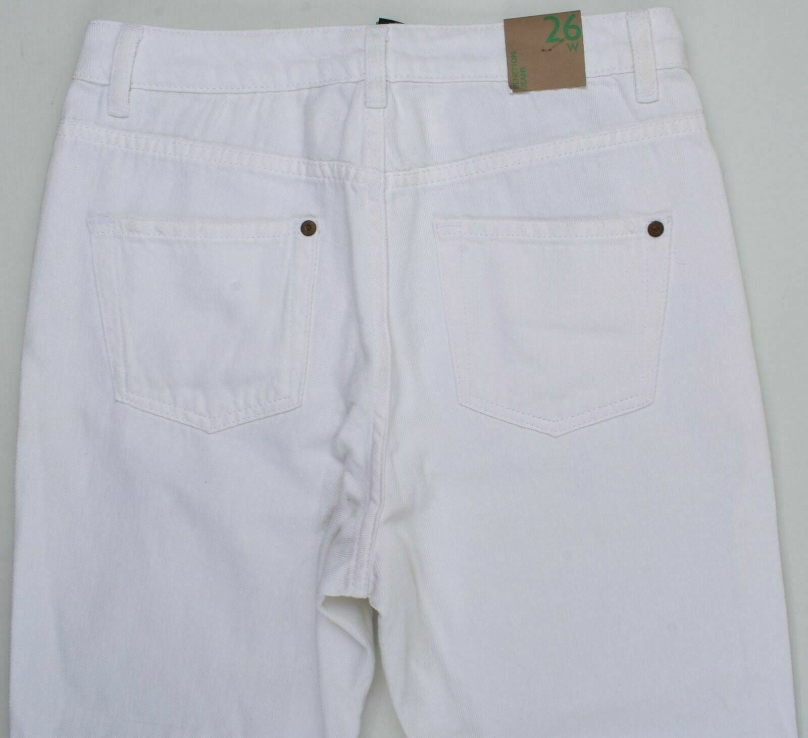 BENETTON JEANS Women's Boyfriend Cut Distressed look White Jeans- W26