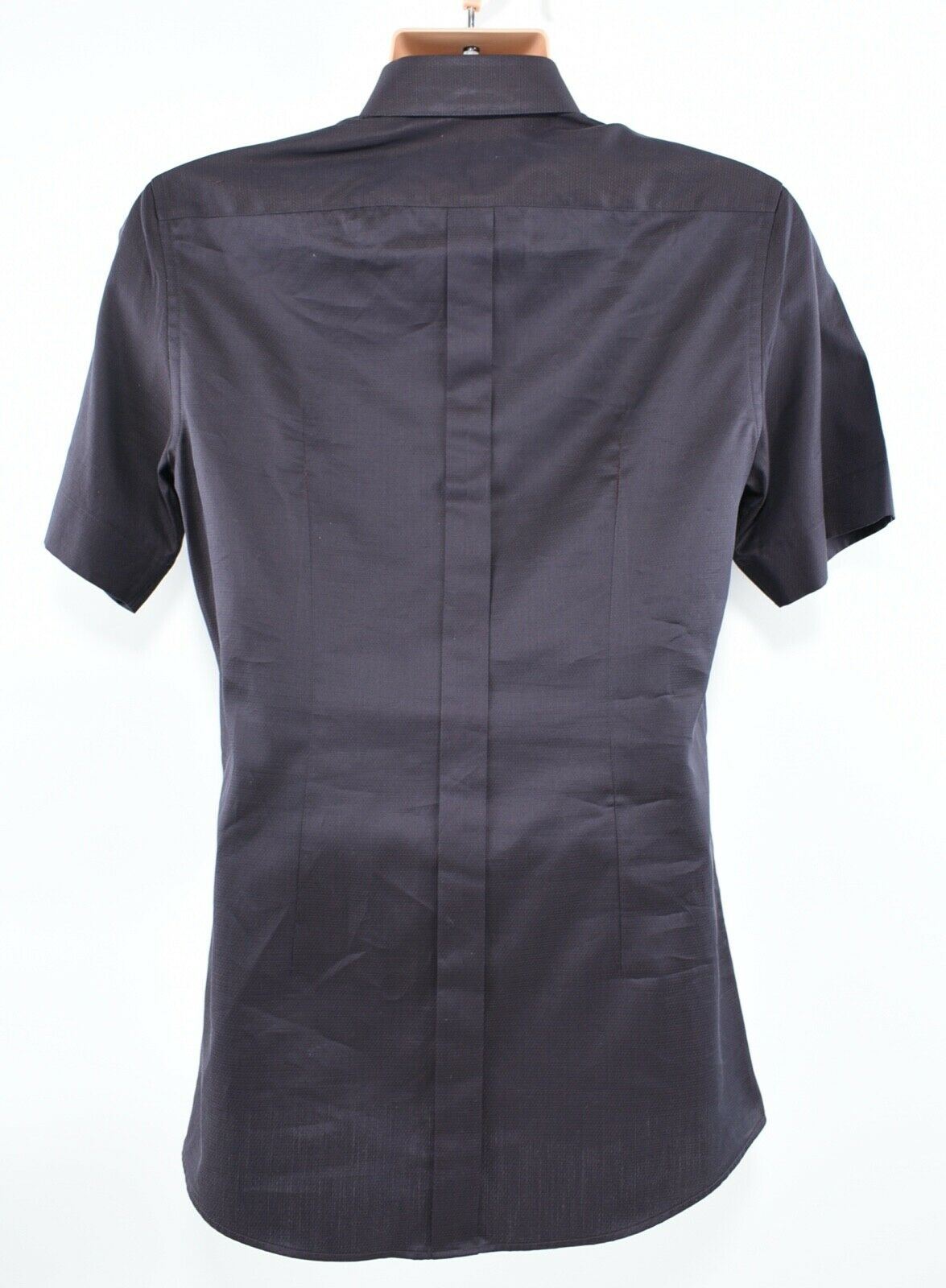 DOLCE & GABBANA Men's Short Sleeve Shirt, SLIM FIT, Deep Brown, collar 15.5"