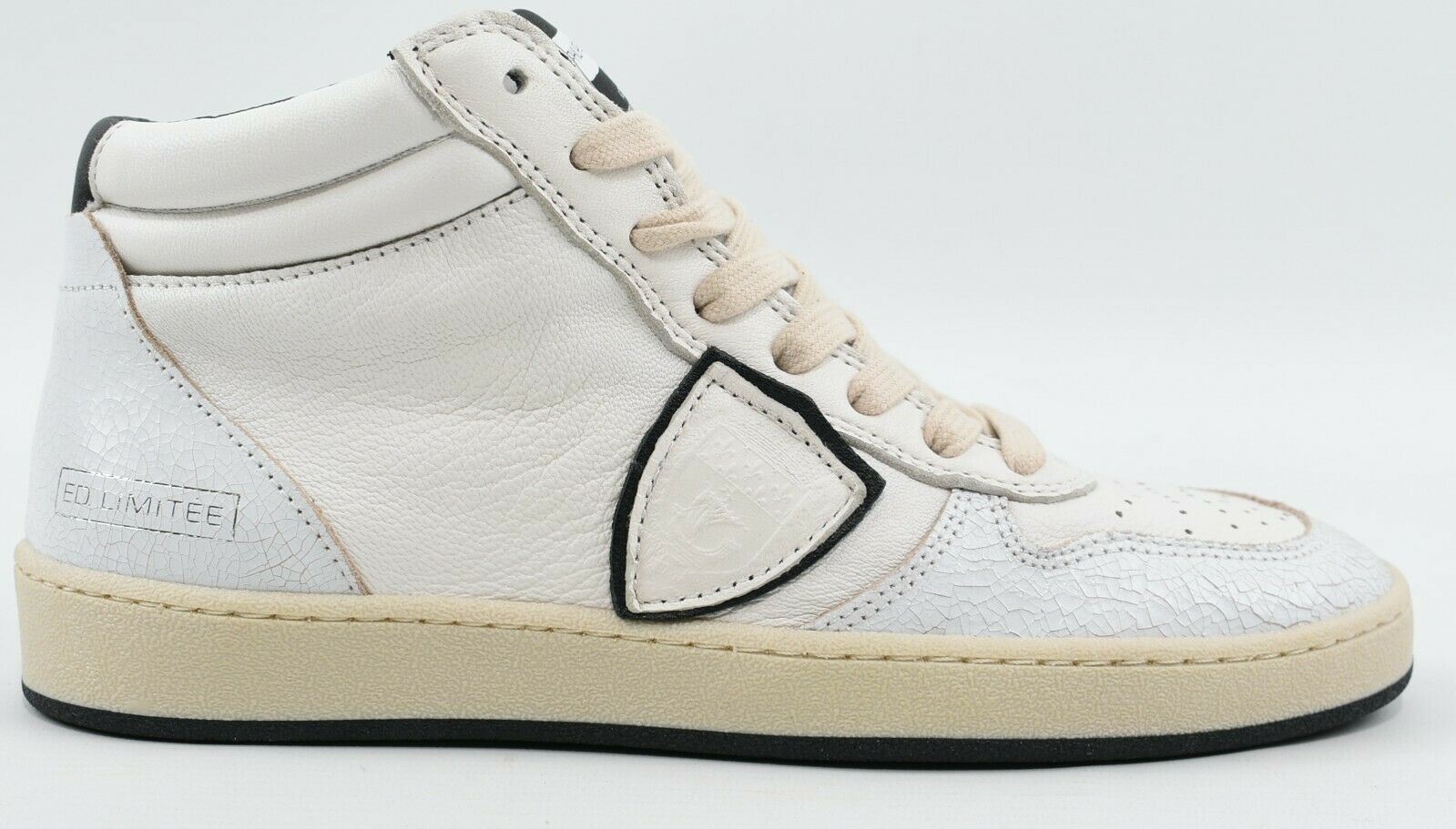 PHILIPPE MODEL Women's Mid Top White Leather Trainers, size UK 3 / EU 36