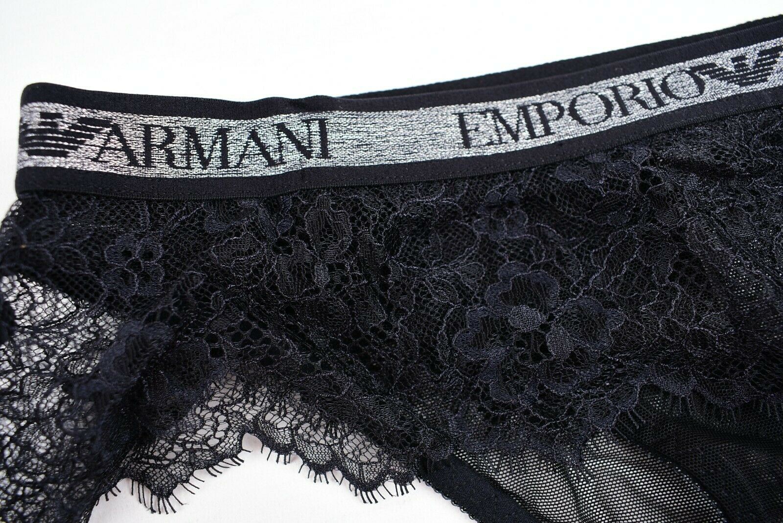 EMPORIO ARMANI Underwear: Women's Black Lace Frill Briefs Knickers, size M