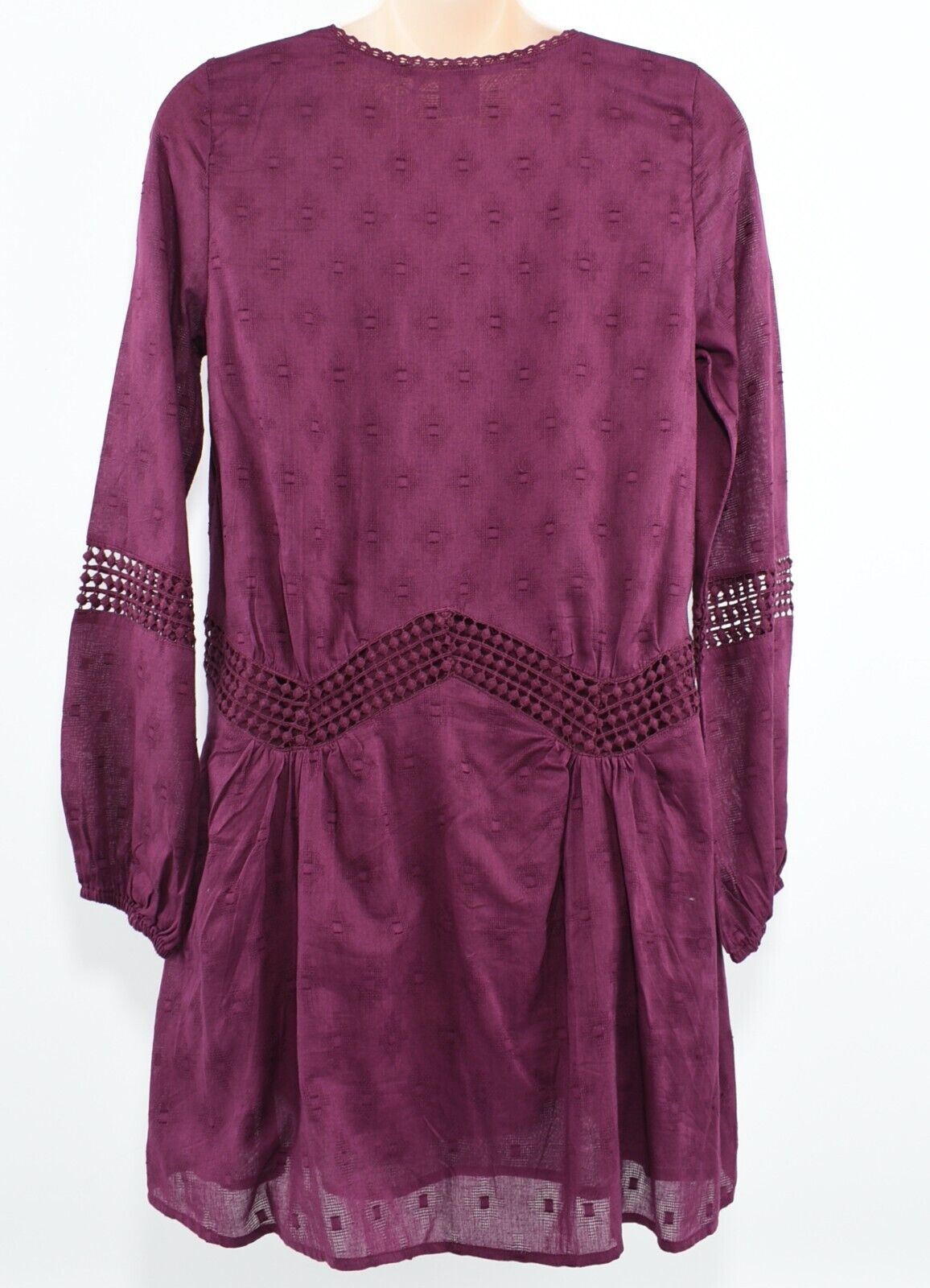 ROXY Women's V-neck Longline Boho Tunic Top, Plum Purple, size M