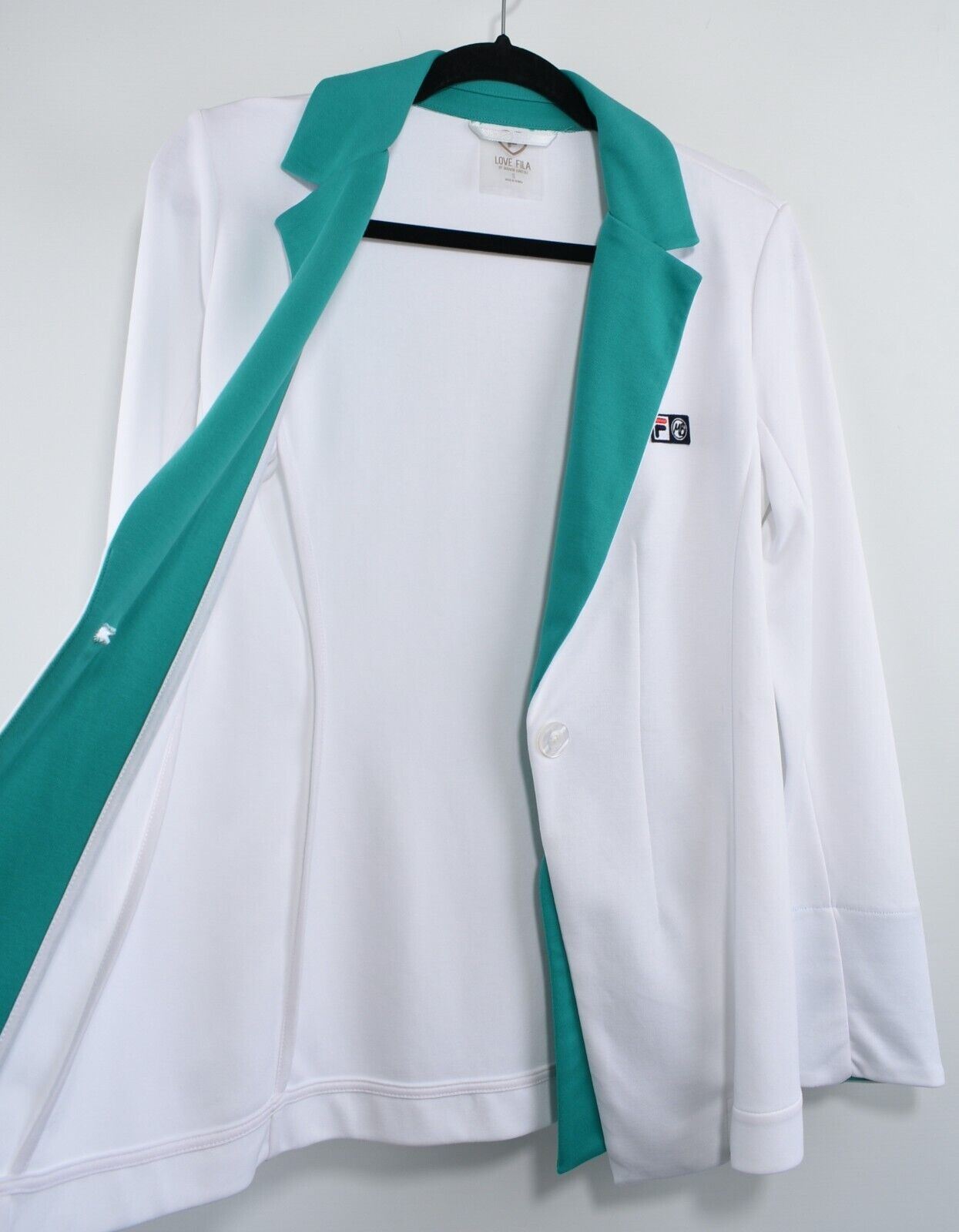 LOVE FILA by MARION BARTOLI White/Green Jersey Blazer, size S *EX DISPLAY*