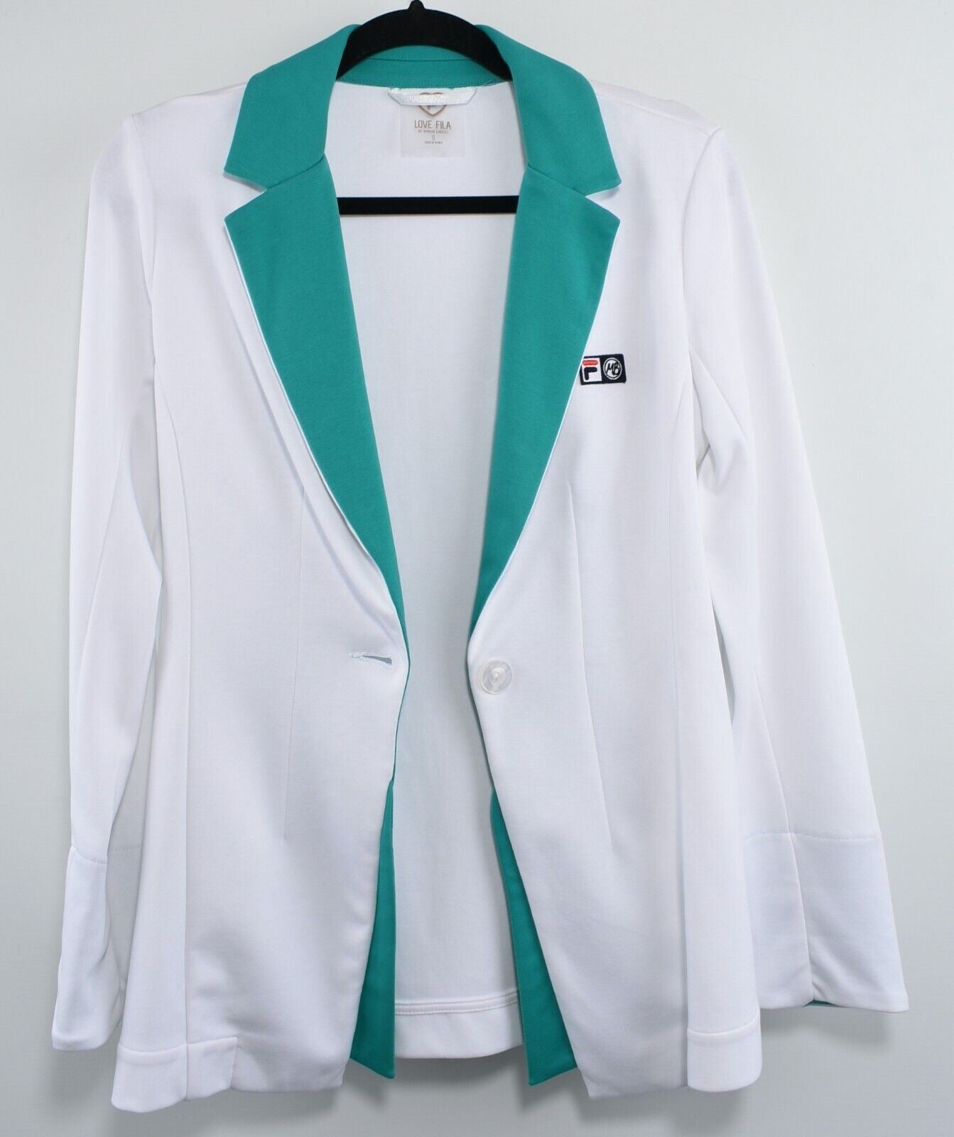 LOVE FILA by MARION BARTOLI White/Green Jersey Blazer, size S *EX DISPLAY*