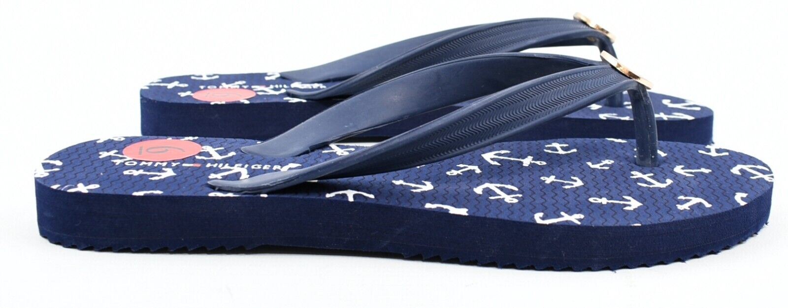 TOMMY HILFIGER Women's ROSEE Blue/Nautical Print Flip Flops Sandals, size UK 3.5