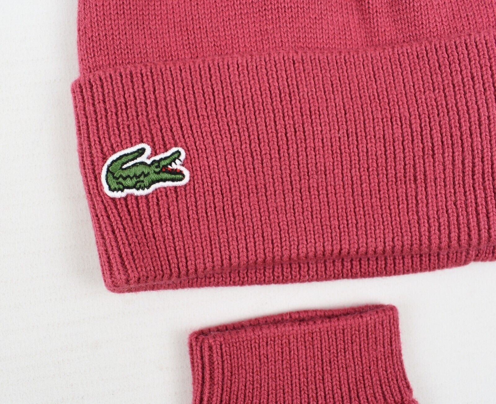 LACOSTE Girls 2-pc Winter Set, Beanie Hat + Gloves, Pink, size S (4-5 years)