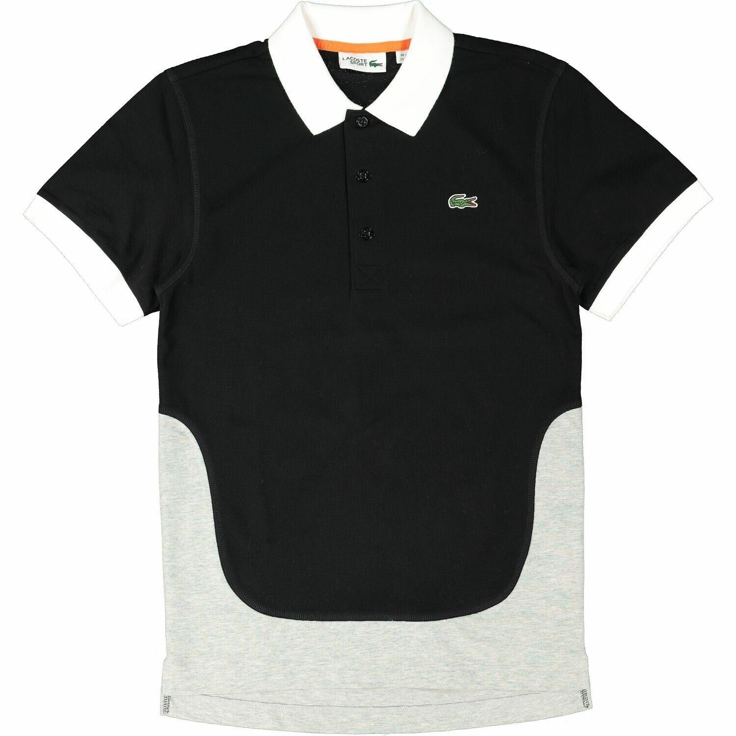 LACOSTE SPORT Men's Colour-blocked Black & Grey Polo Shirt, size 2 / XS