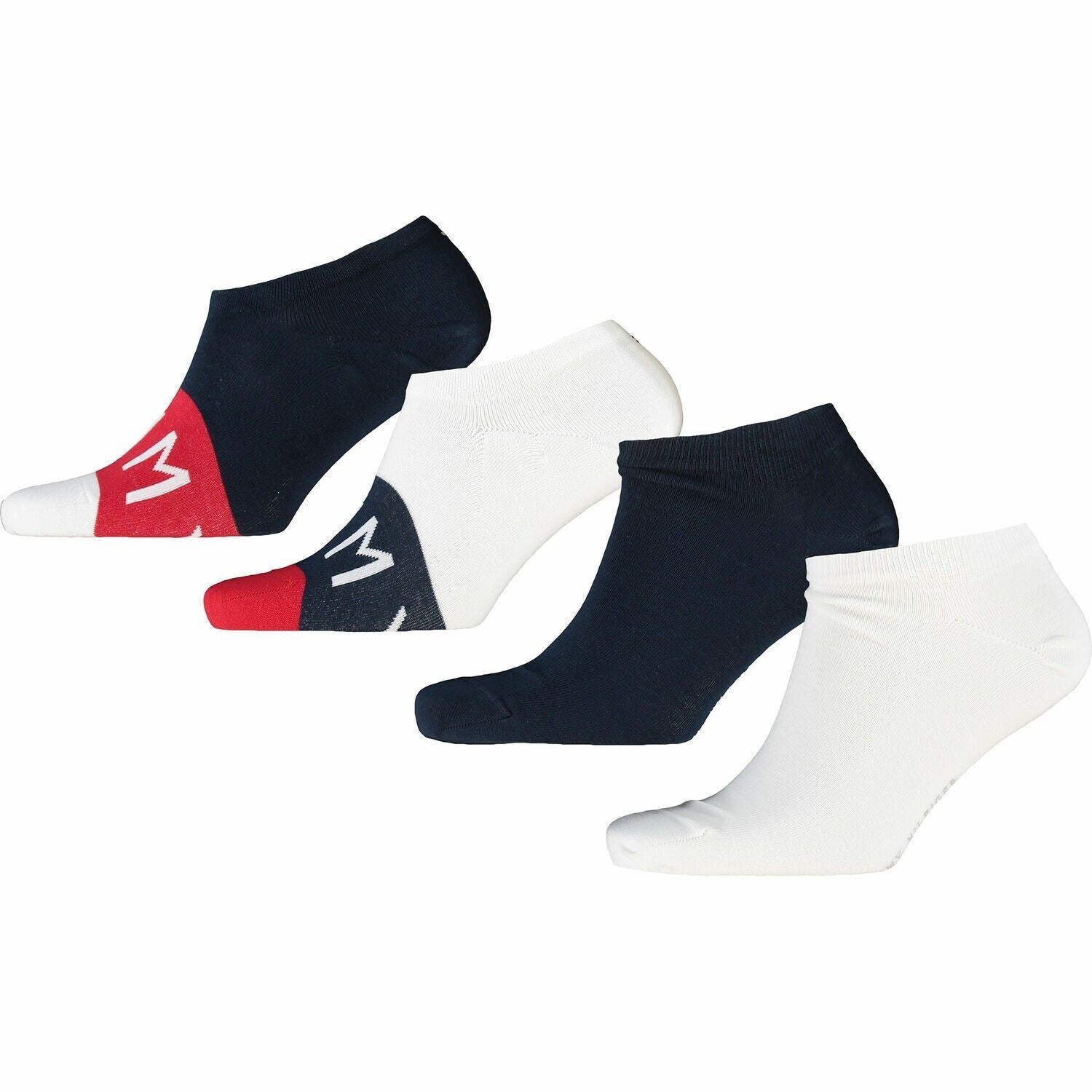 TOMMY HILFIGER 4-pack Logo Men's Trainer Socks, White/Red/Blue, Boxed