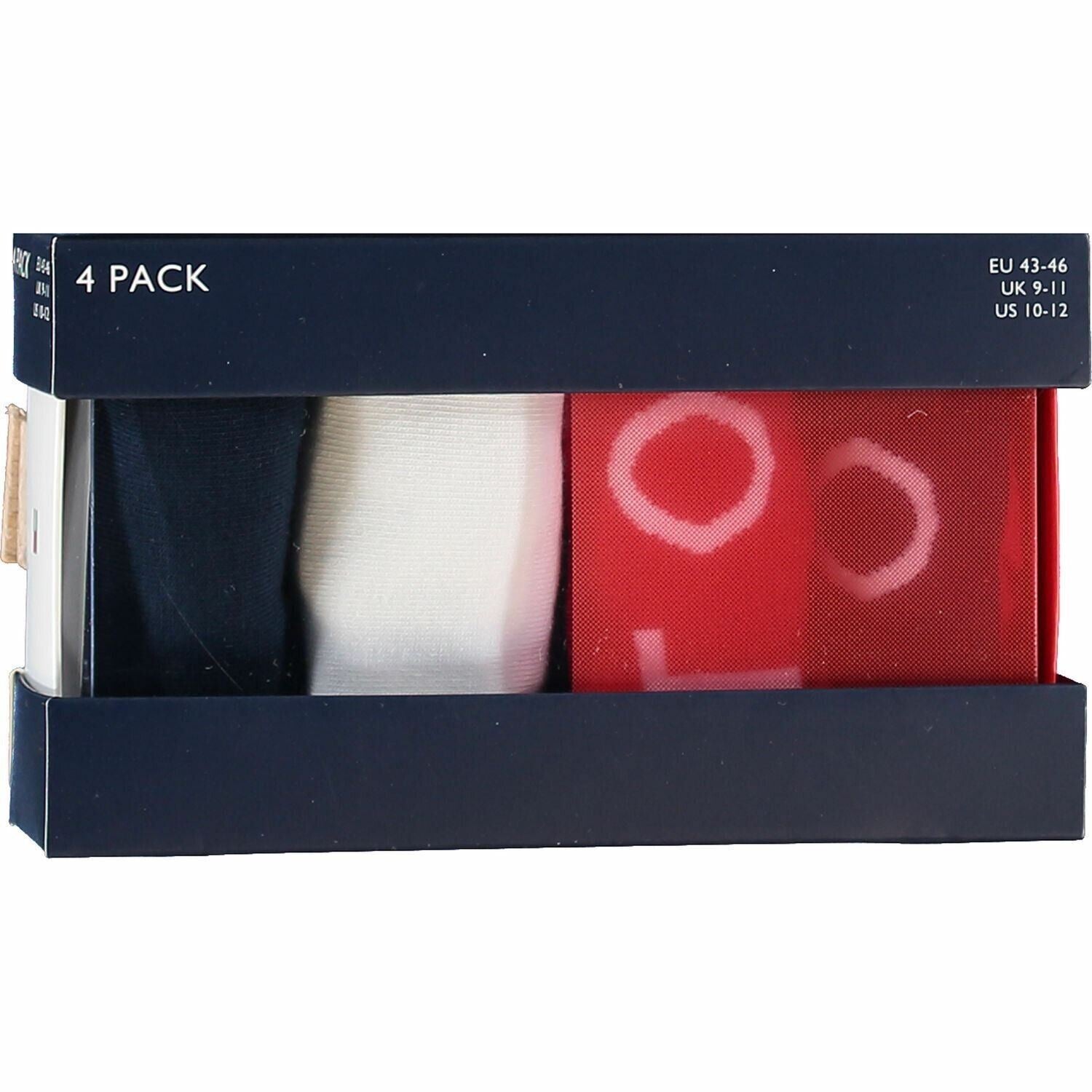 TOMMY HILFIGER 4-pack Logo Men's Trainer Socks, White/Red/Blue, Boxed