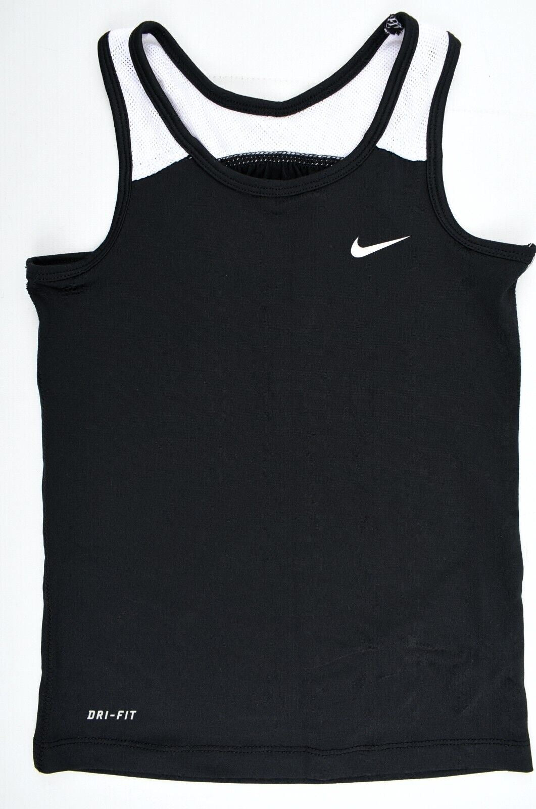 NIKE DRI-FIT Girls' Activewear Tank Top, Black/White, size 6 years