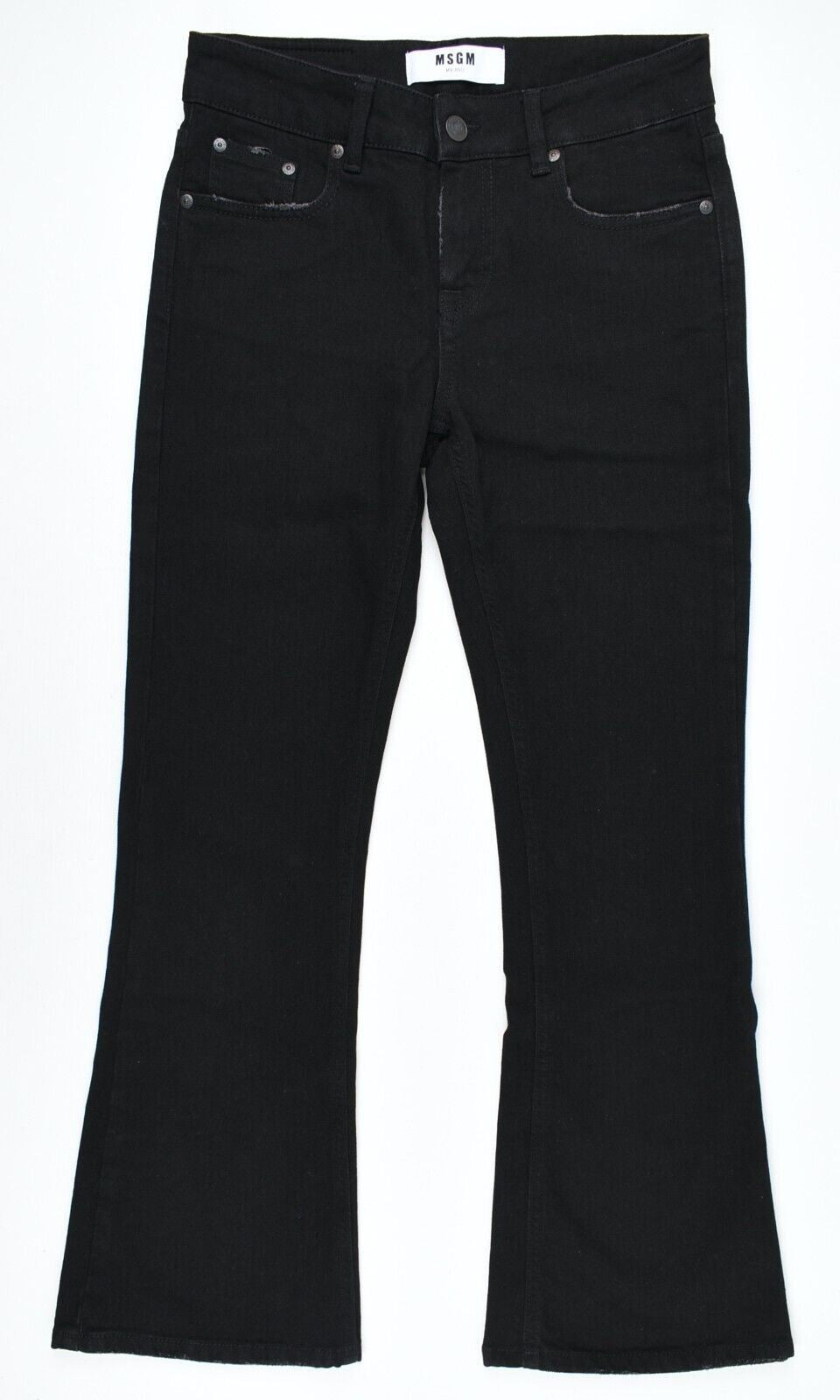 MSGM Women's Black Cropped Jeans, Lightly Distressed, size IT 38 /UK 6