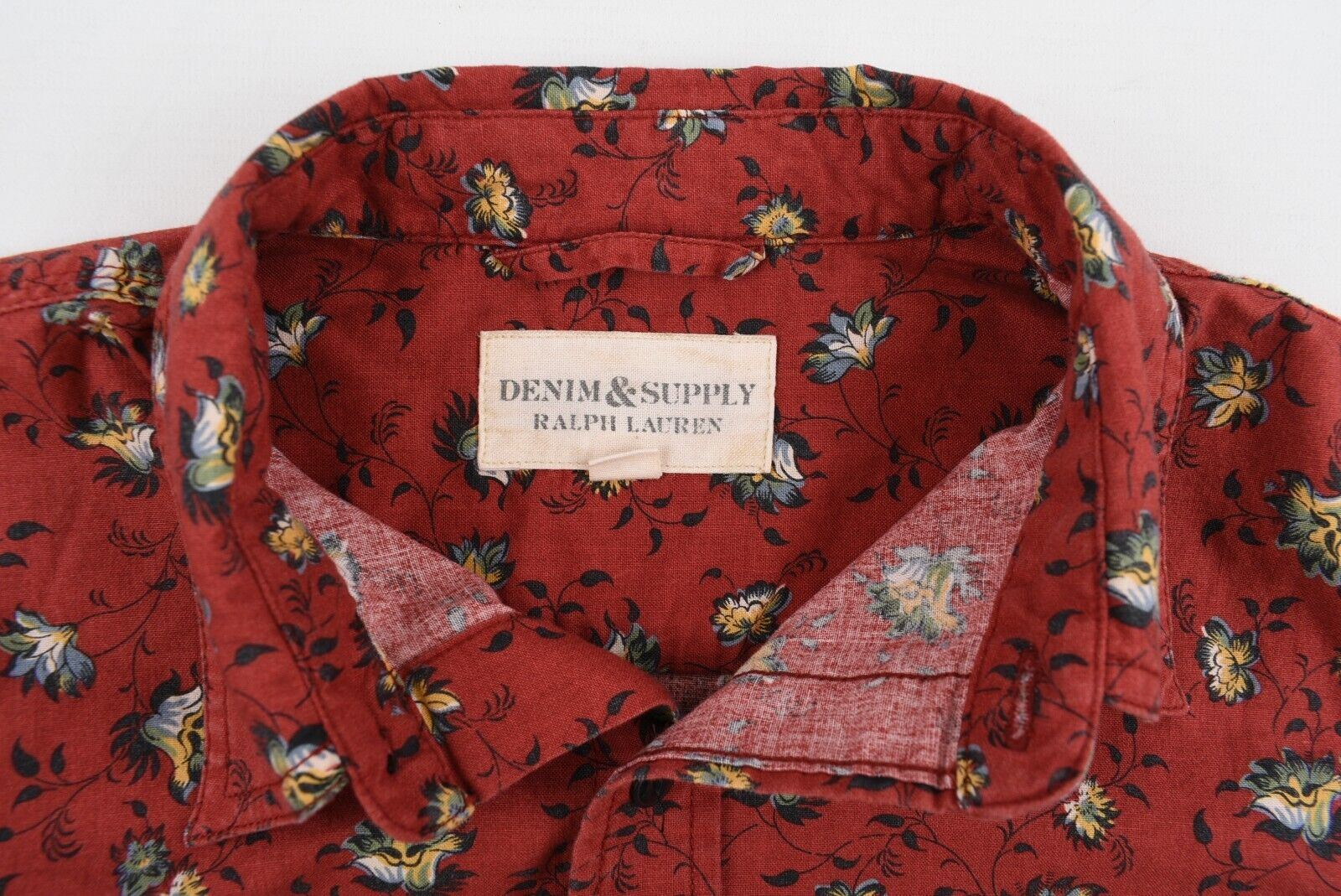 DENIM & SUPPLY by RALPH LAUREN Men's Deep Red Floral Print Shirt, size XS