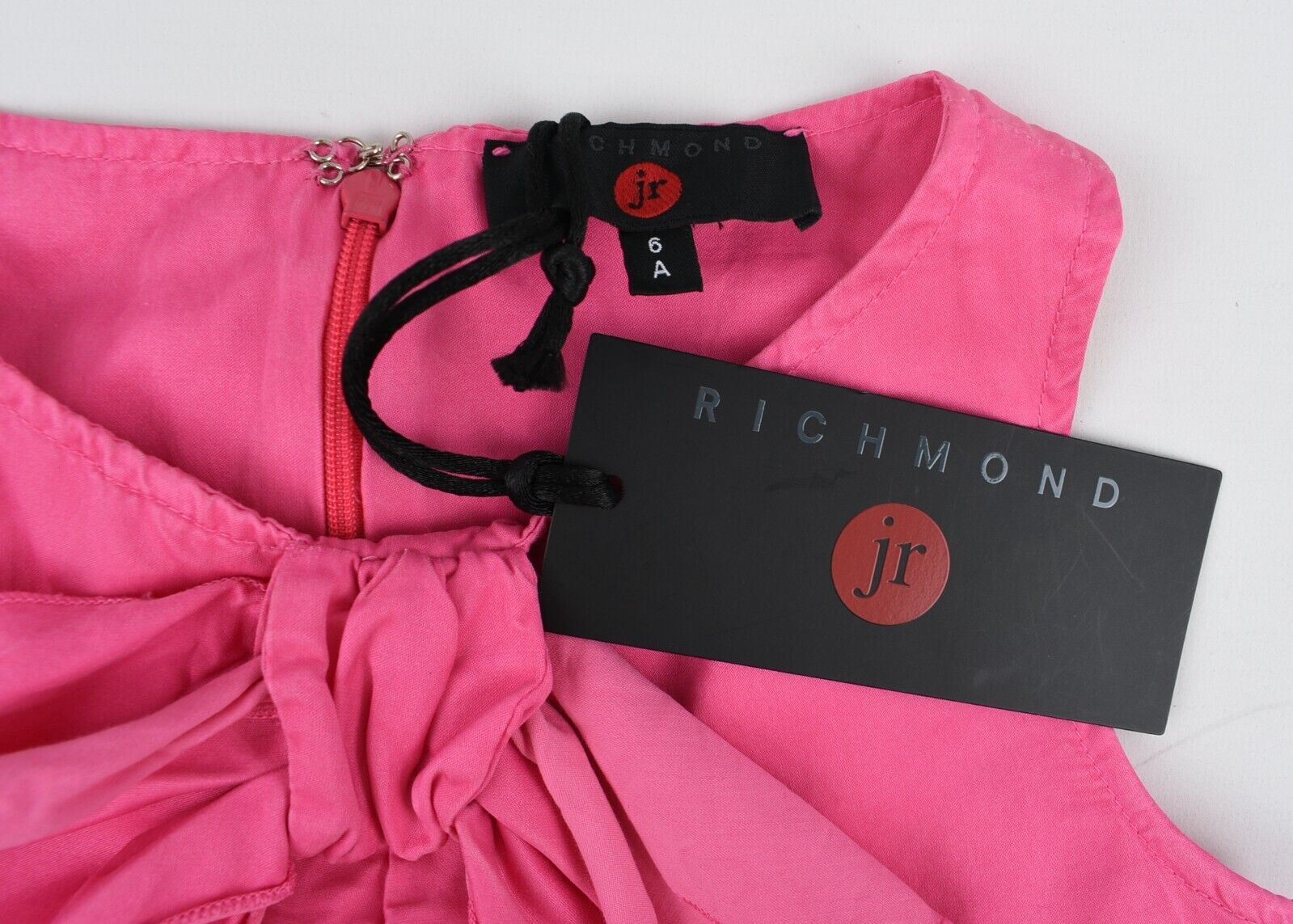 RICHMOND JR Girls' Ruffled Front SILK BLEND A-Line Dress, Pink, size 6 years