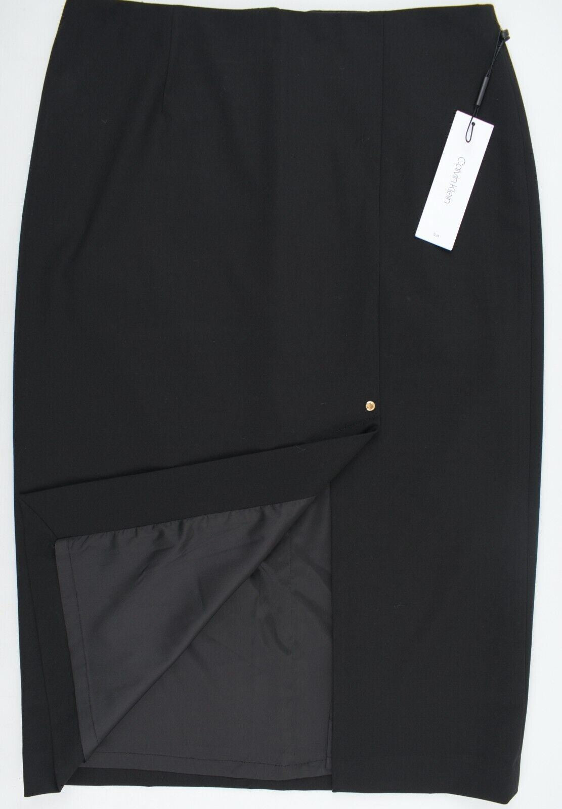 CALVIN KLEIN Women's Smart Black MIDI Skirt with Kick Split, size M-L