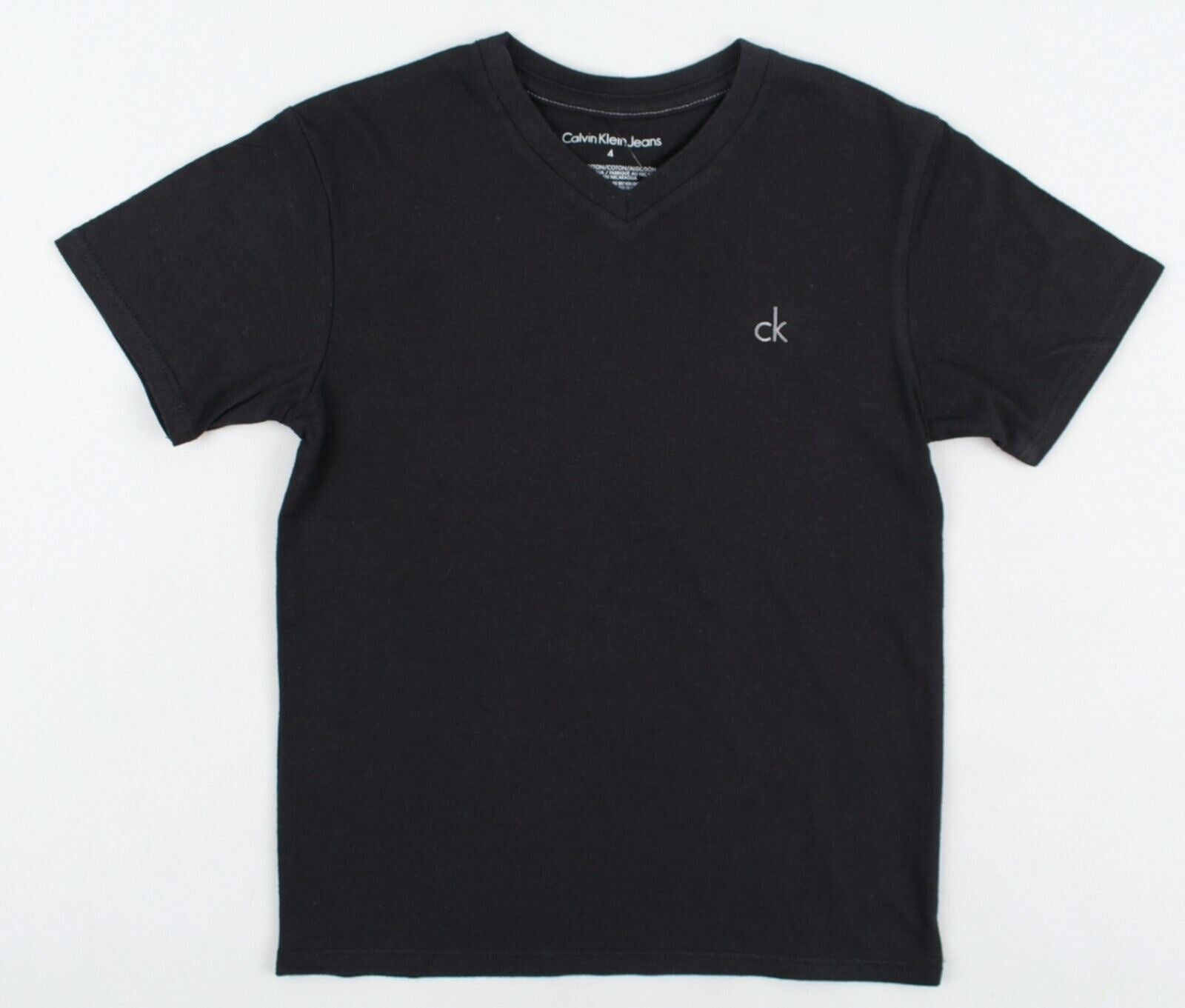 CALVIN KLEIN Boys' Kids' Classic V-neck T-shirt, Black, size 4 years