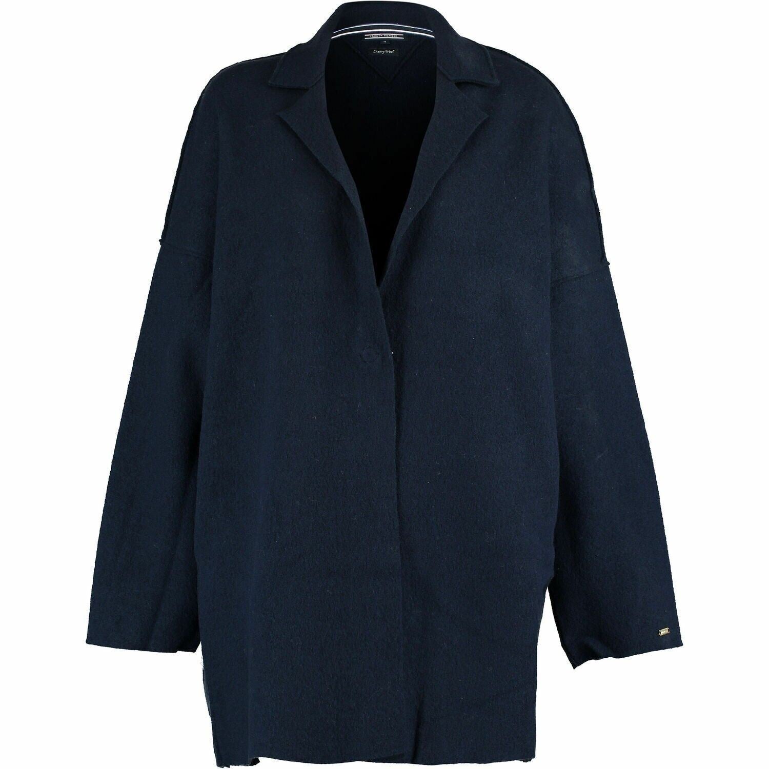 TOMMY HILFIGER Women's HALLEGRA Oversized Wool Coat, Navy Blue, size L