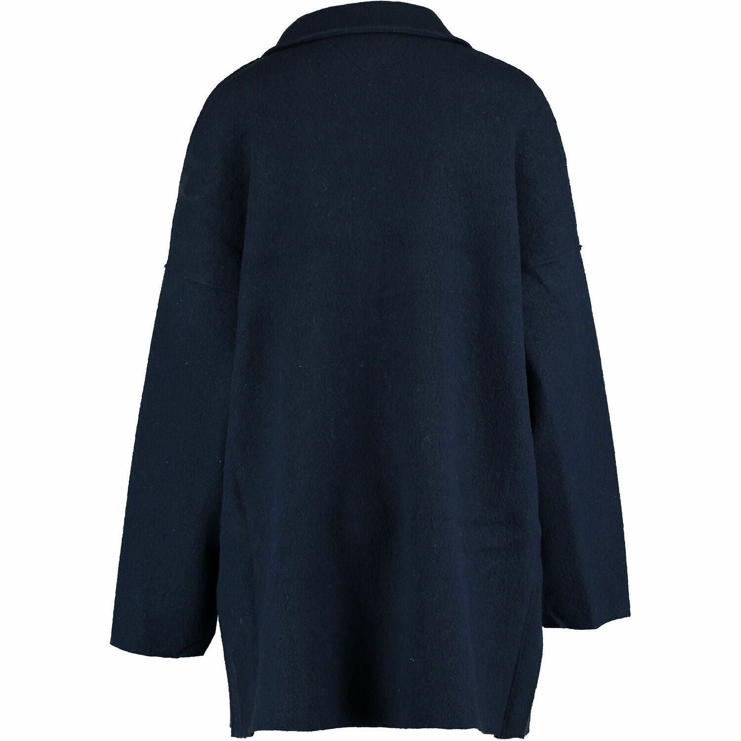 TOMMY HILFIGER Women's HALLEGRA Oversized Wool Coat, Navy Blue, size L