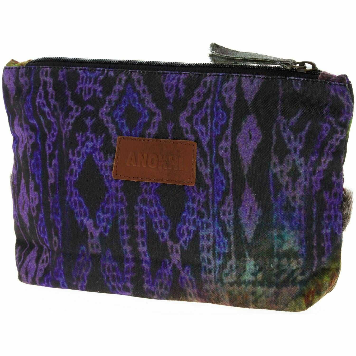 ANOKHI Women's Green & Purple Aztec Printed Cosmetic / Travel Pouch, Clutch Bag