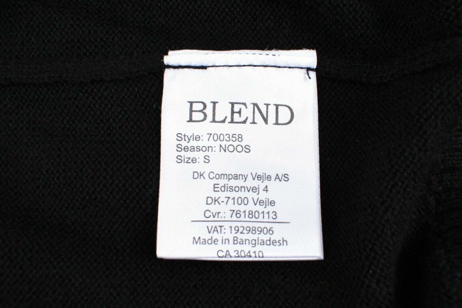 BLEND Men's V-Neck Cotton Knit Jumper, Black, size SMALL