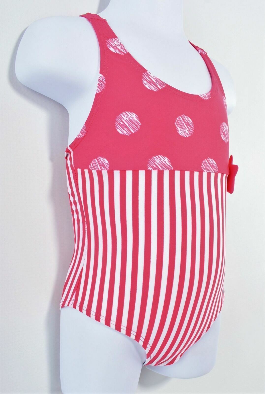 BELLYBUTTON Girls Pink/White Striped One Piece Swimsuit - 2 years to 3 years